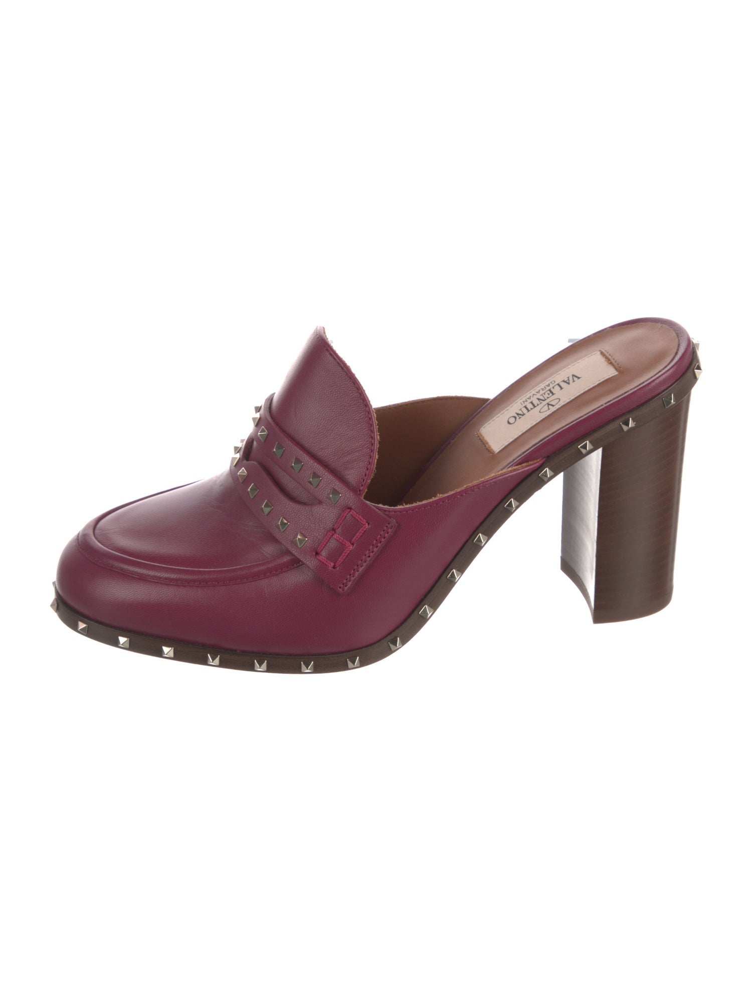 Valentino Rockstud Accents Leather Mules