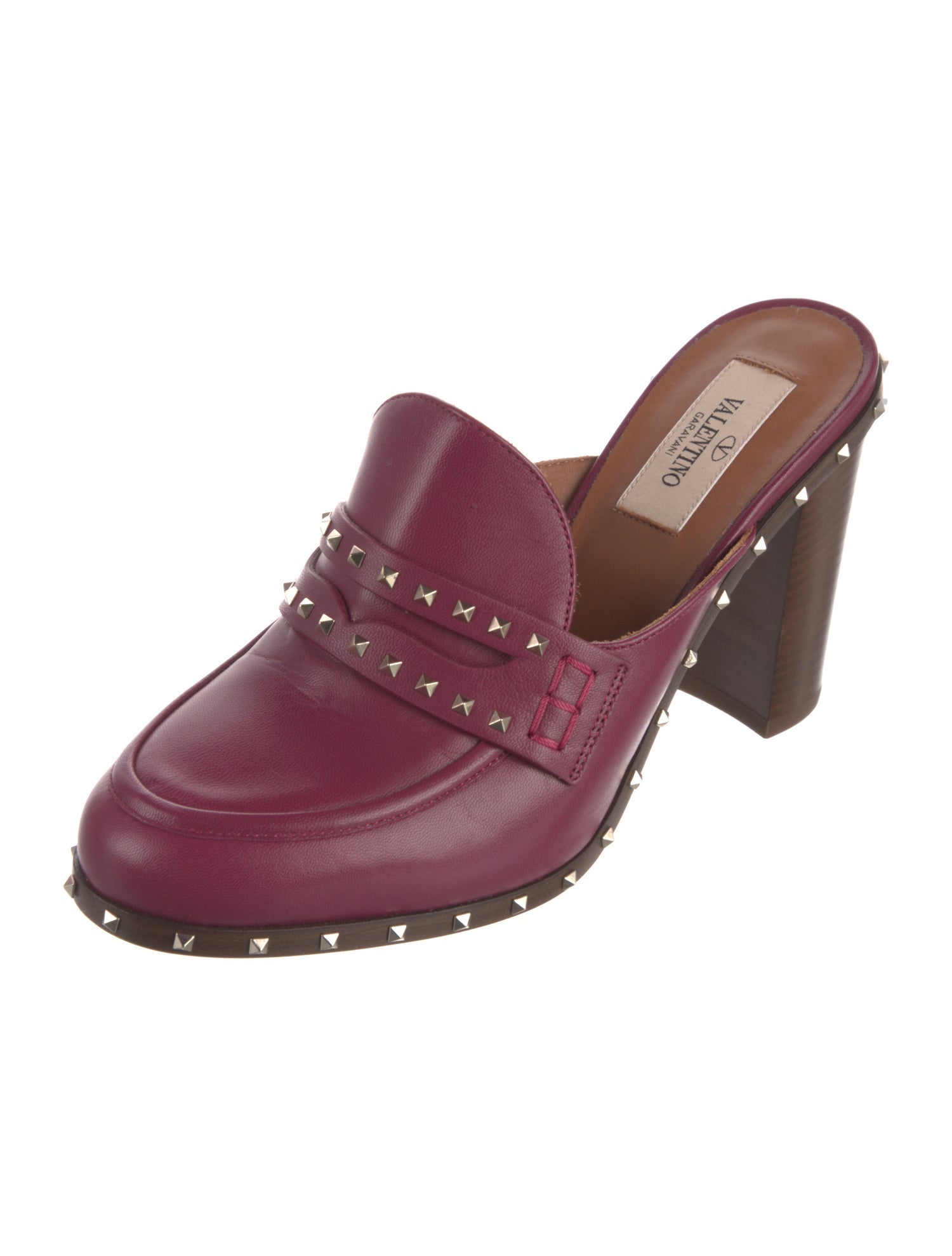 Valentino Rockstud Accents Leather Mules