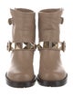 Valentino Rockstud Accents Leather Moto Boots