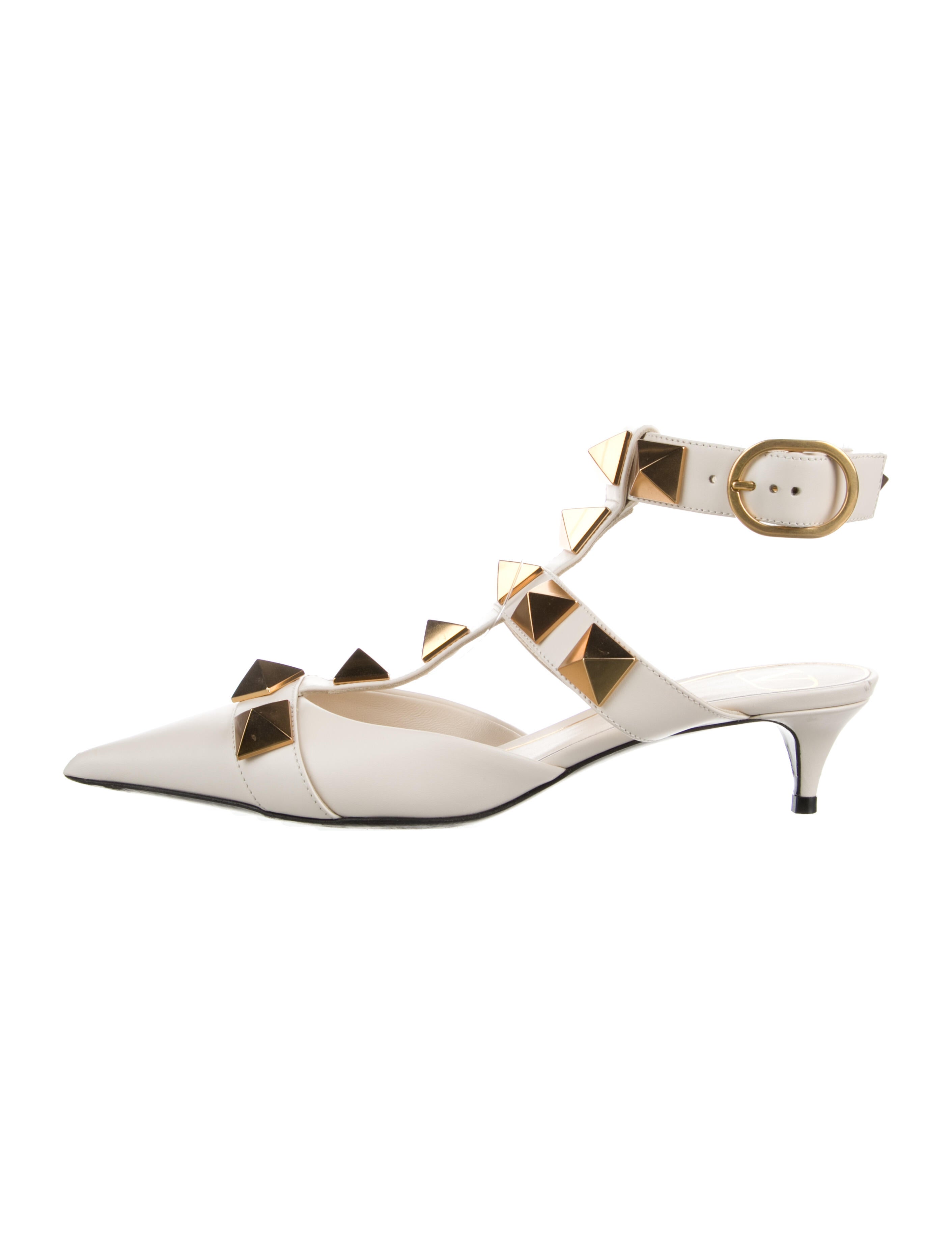 Valentino Rockstud Accents Leather T-Strap Pumps