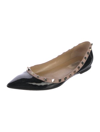 Valentino Rockstud Accents Patent Leather Flats