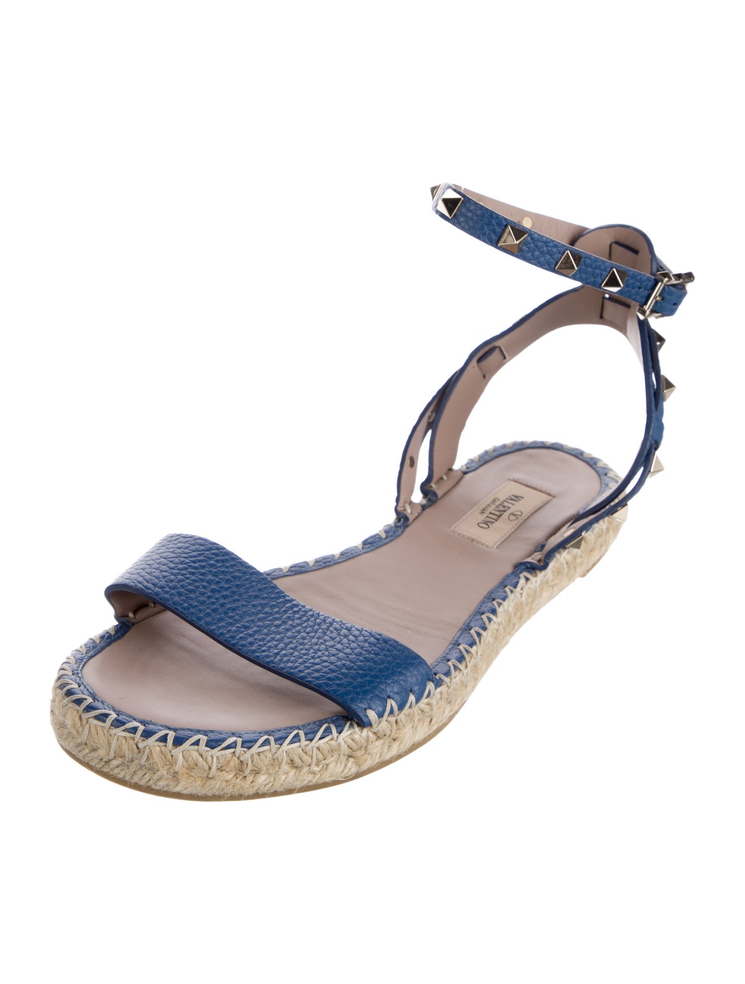 Valentino Rockstud Accents Leather Espadrilles