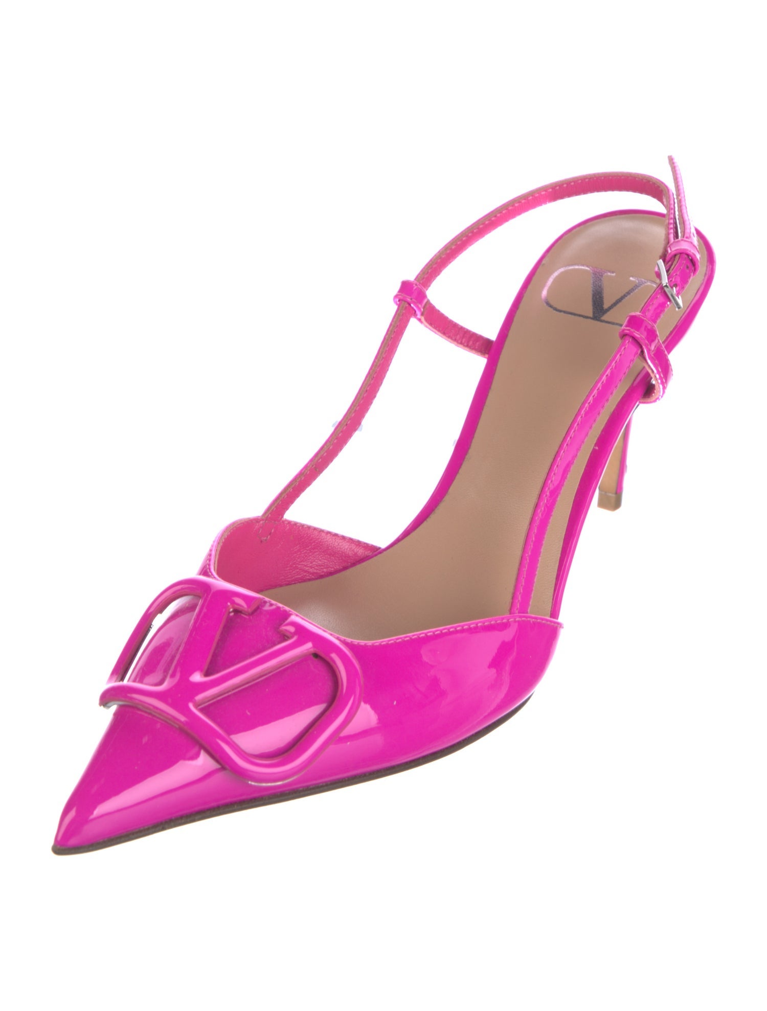 Valentino Rockstud Accents Patent Leather Slingback Pumps