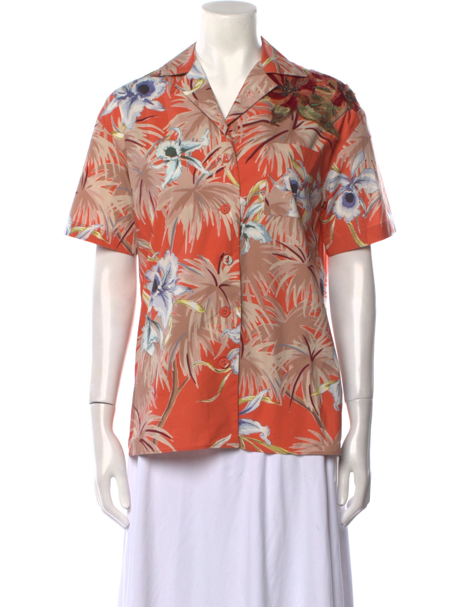Valentino Printed Short Sleeve Button-Up Top w/ Tags