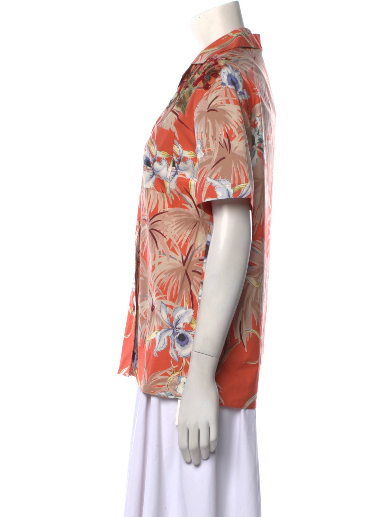 Valentino Printed Short Sleeve Button-Up Top w/ Tags