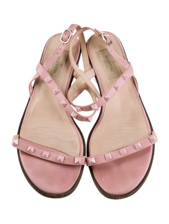 Valentino Rockstud Accents Leather Slingback Sandals