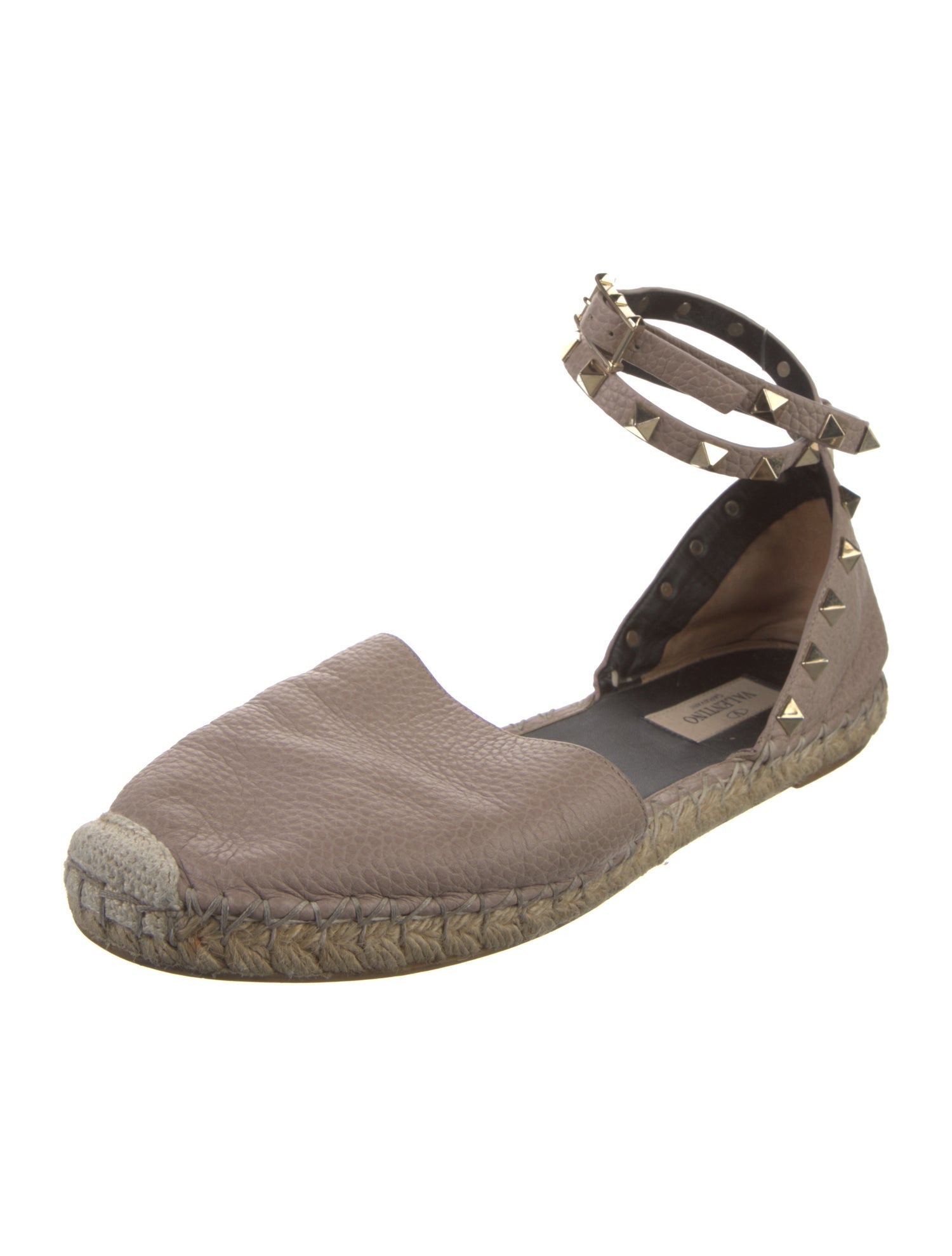 Valentino Rockstud Accents Leather Espadrilles