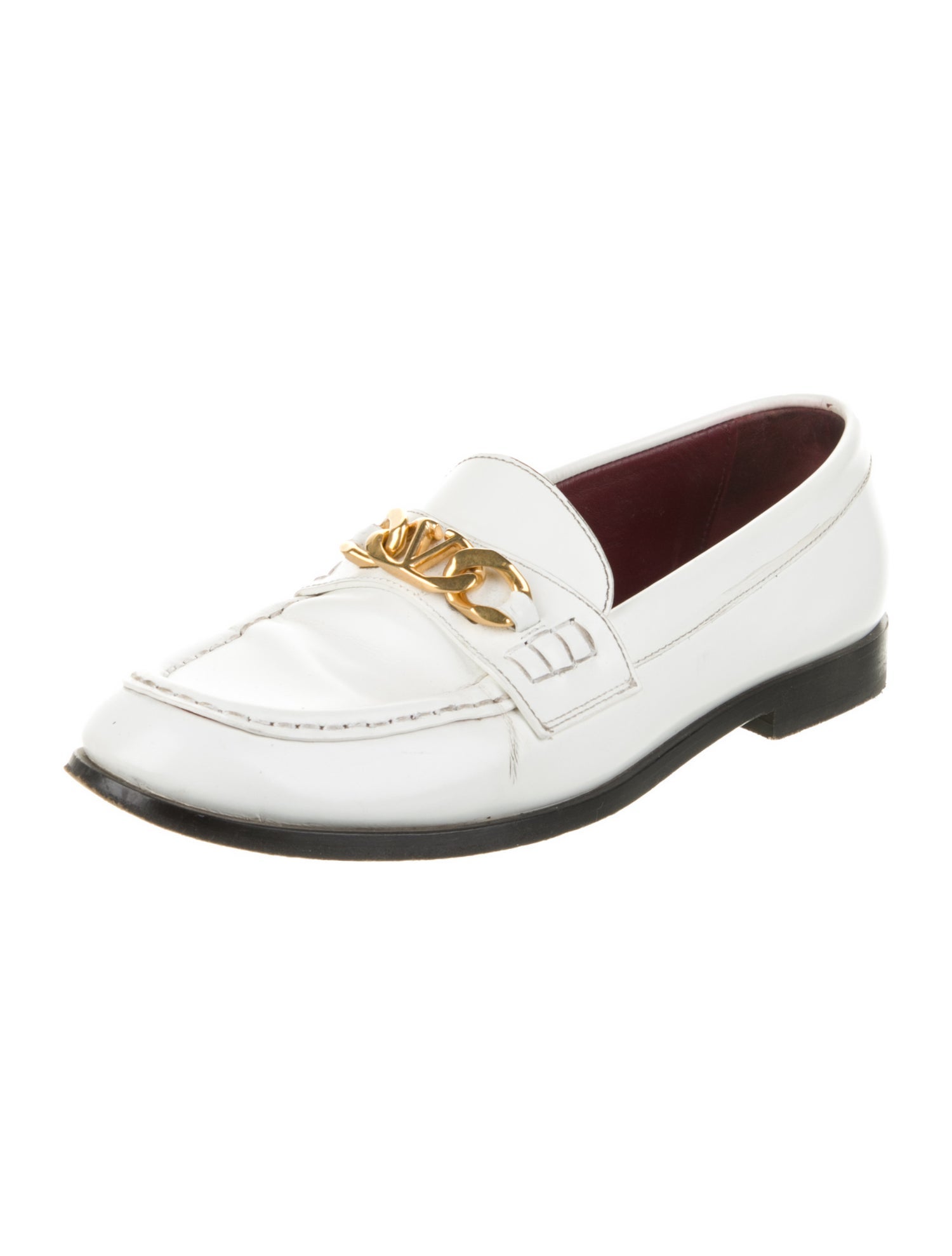 Valentino Leather Chain-Link Accents Loafers