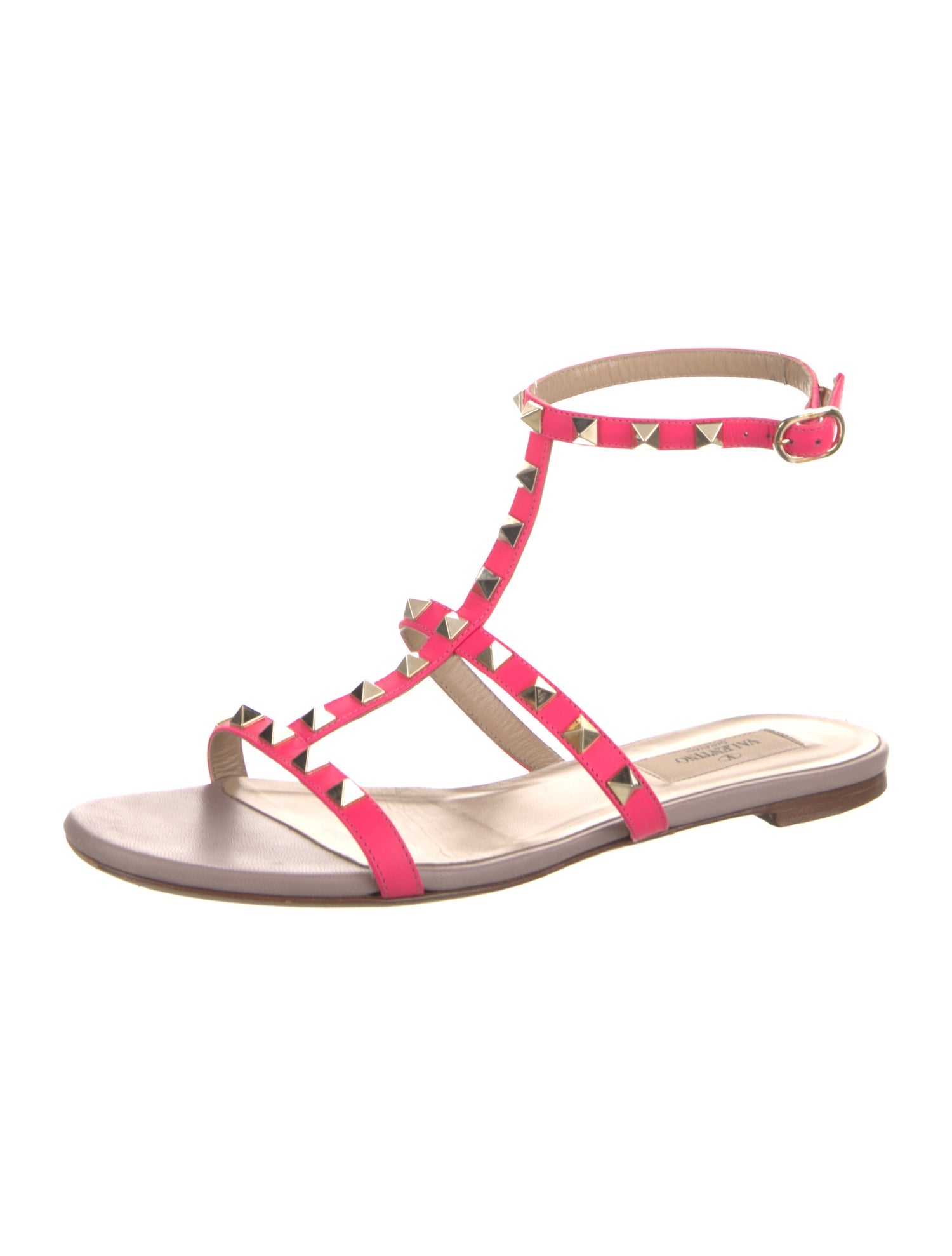 Valentino Rockstud Accents Leather Gladiator Sandals