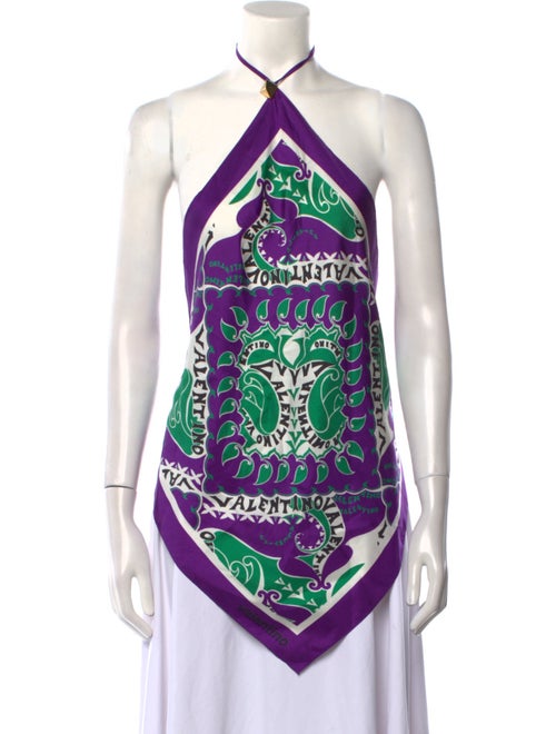 Valentino Silk Graphic Print Top
