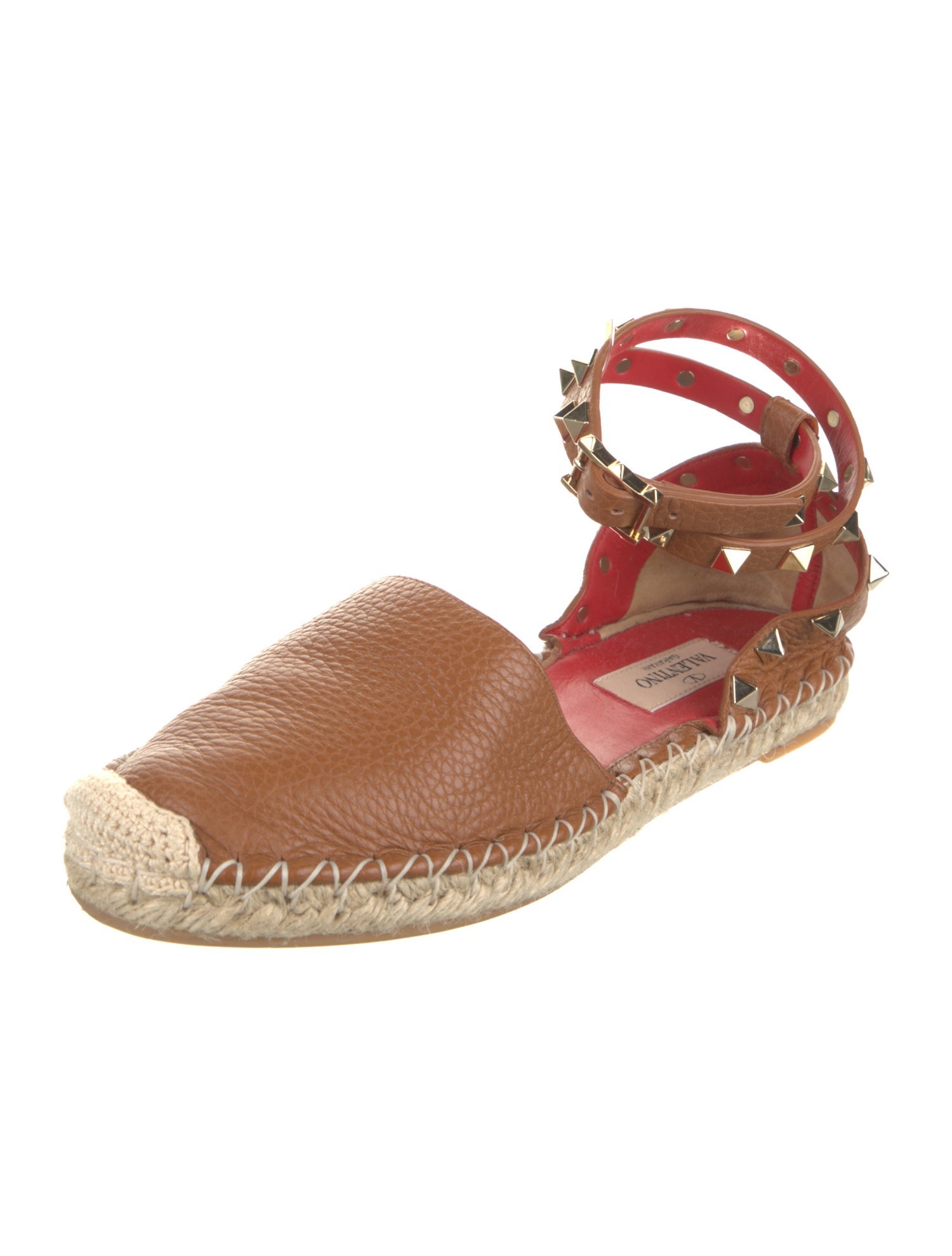 Valentino Rockstud Accents Leather Espadrilles