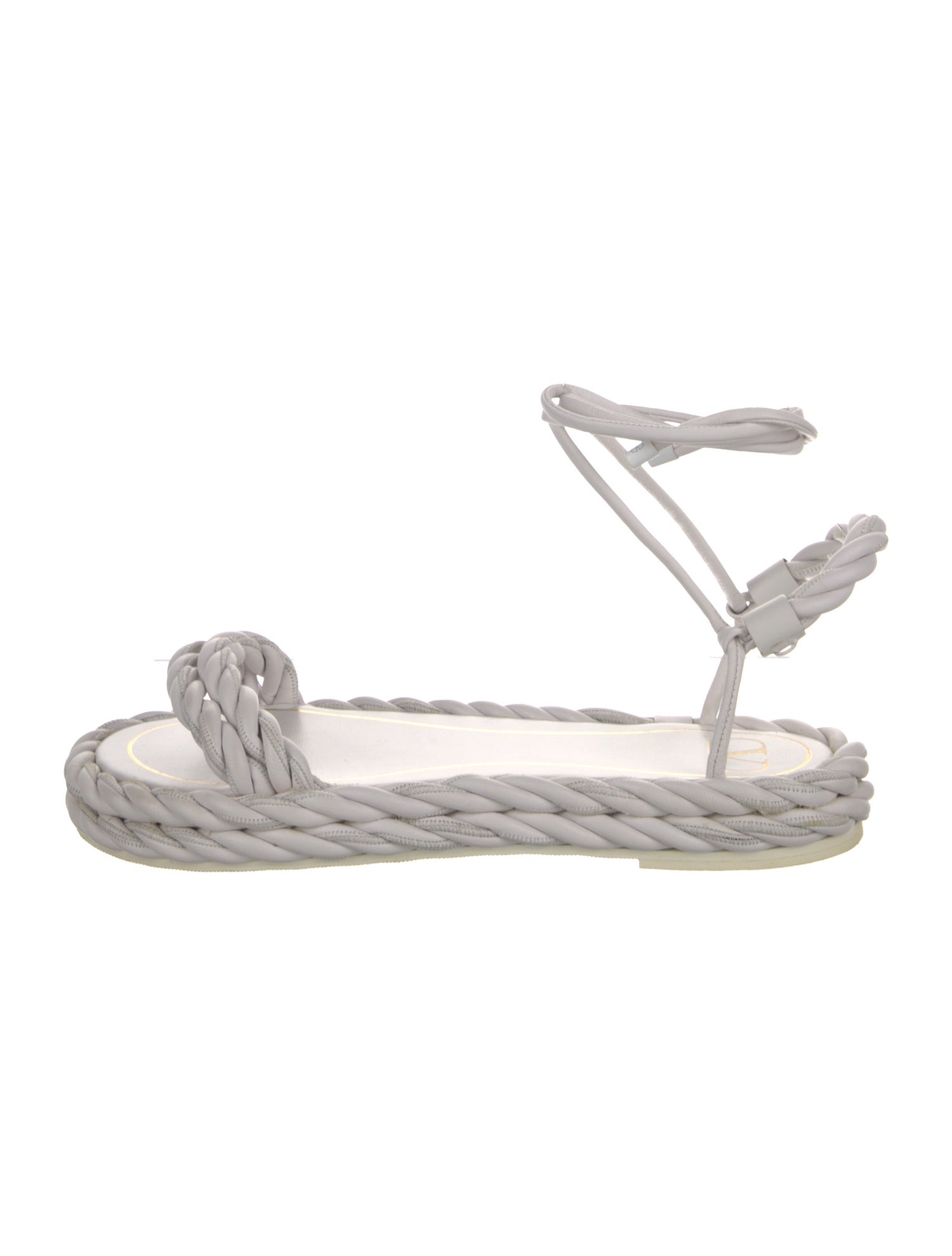 Valentino Leather Braided Accents Espadrilles