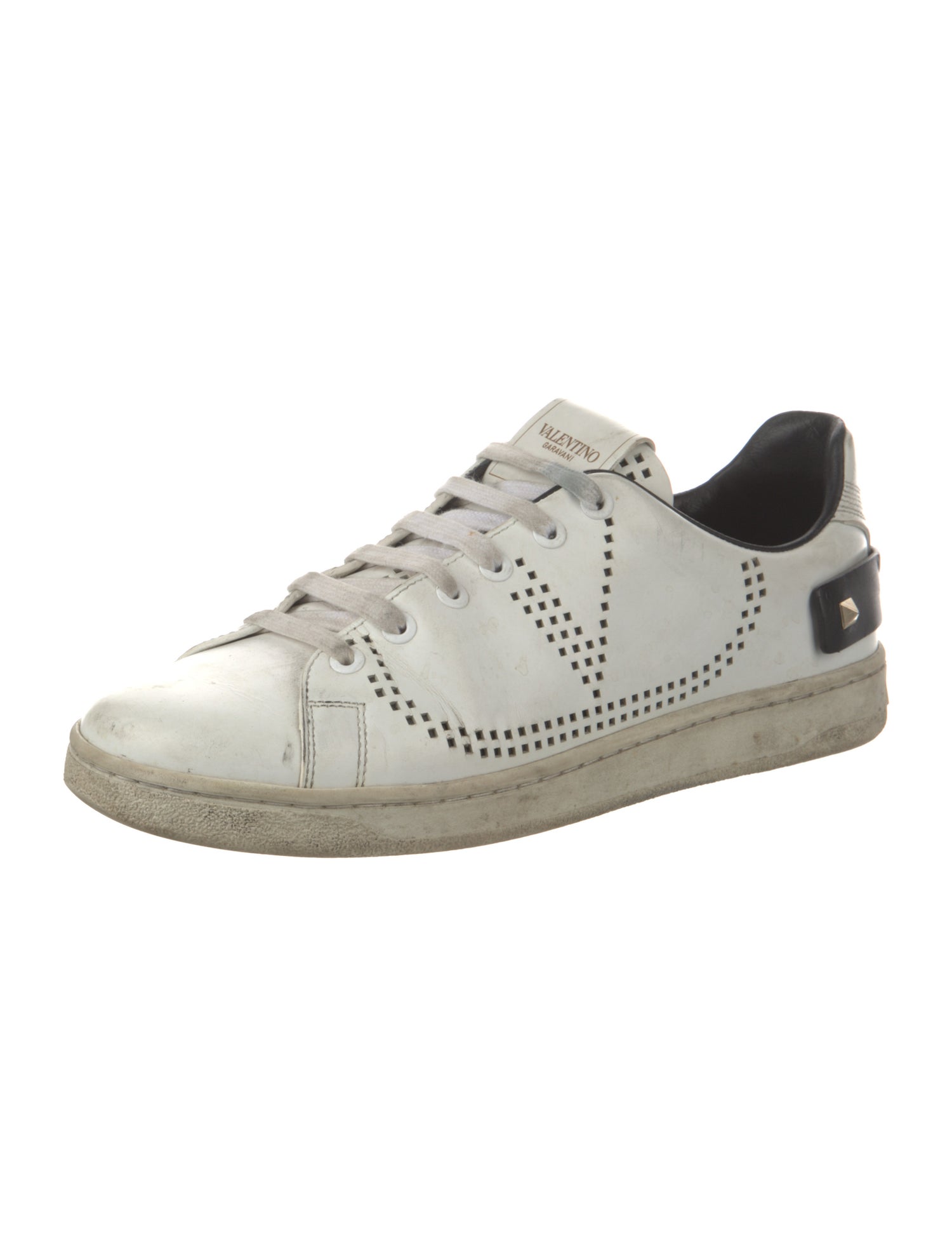 Valentino Rockstud Accents Leather Sneakers