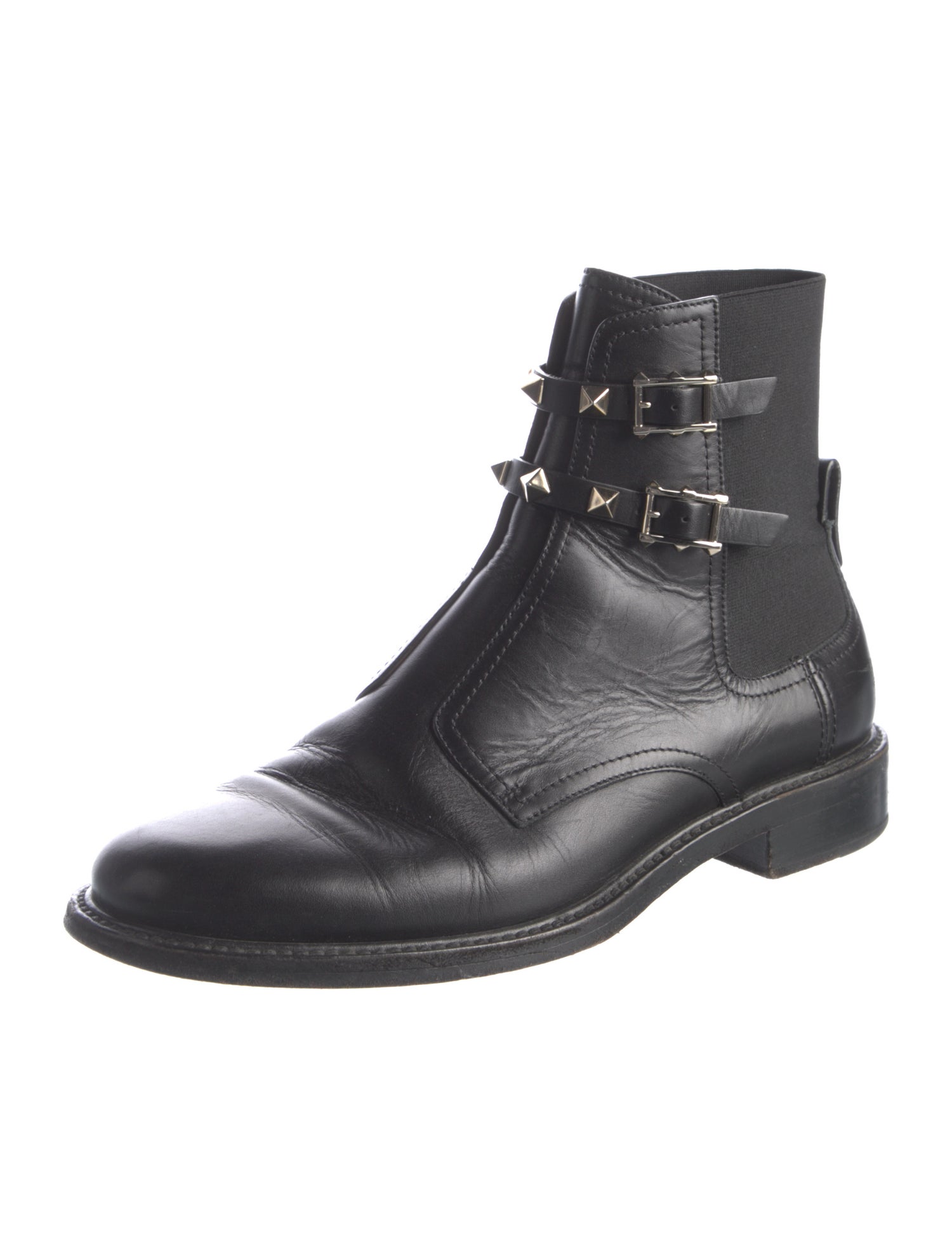 Valentino Rockstud Accents Leather Sock Boots