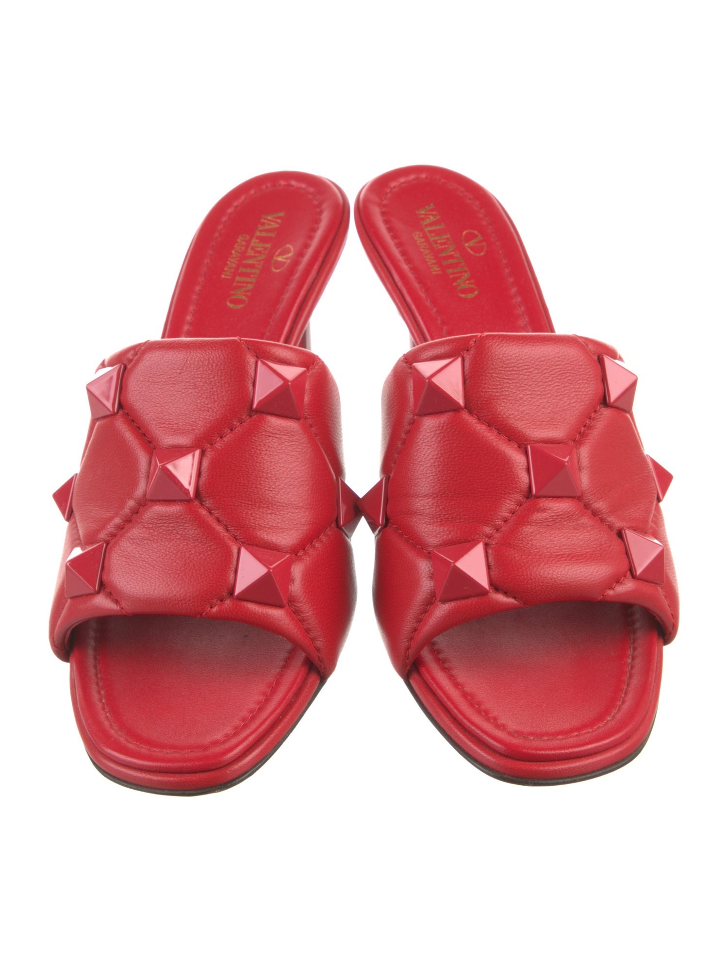 Valentino Rockstud Accents Leather Slides