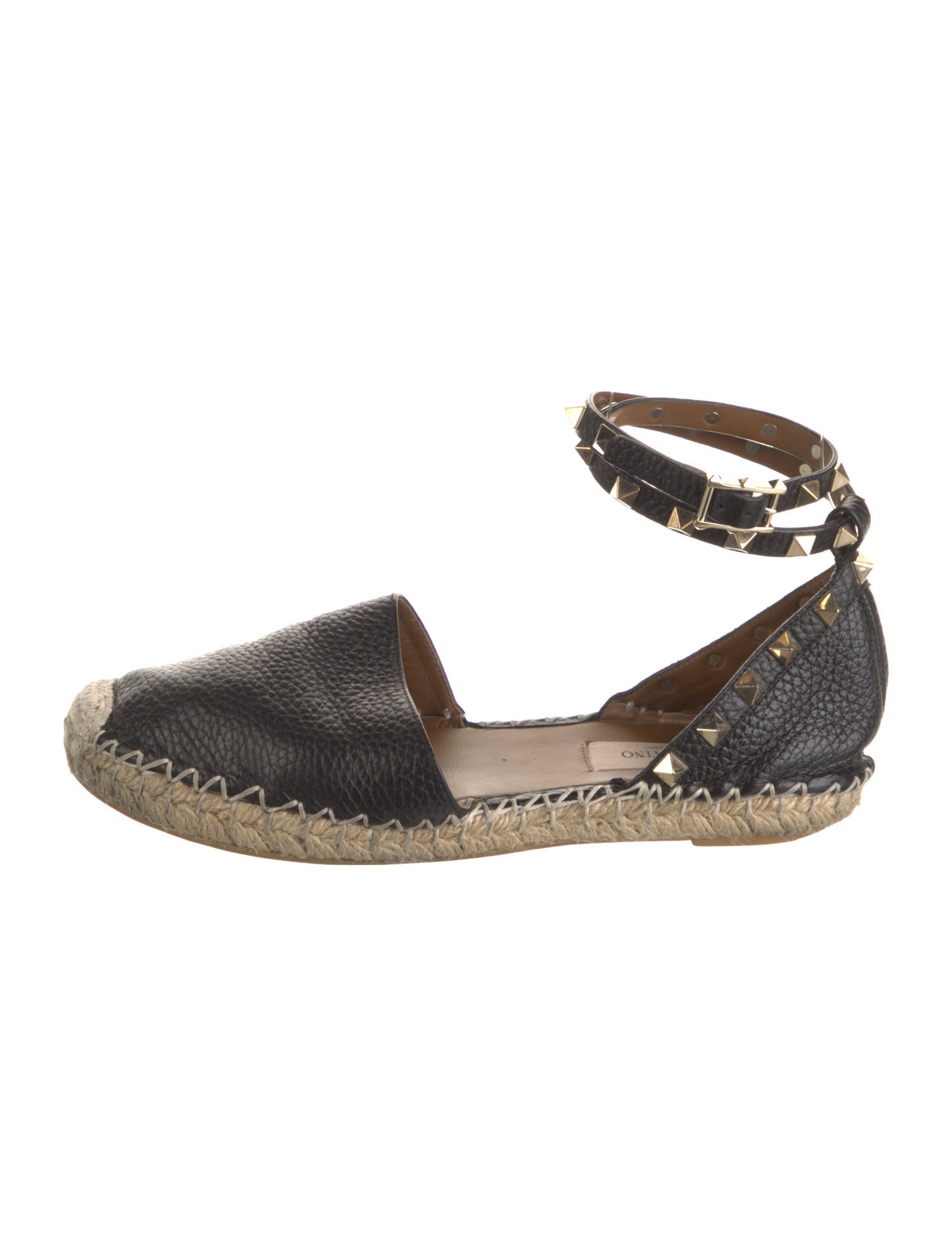 Valentino Rockstud Accents Leather Espadrilles