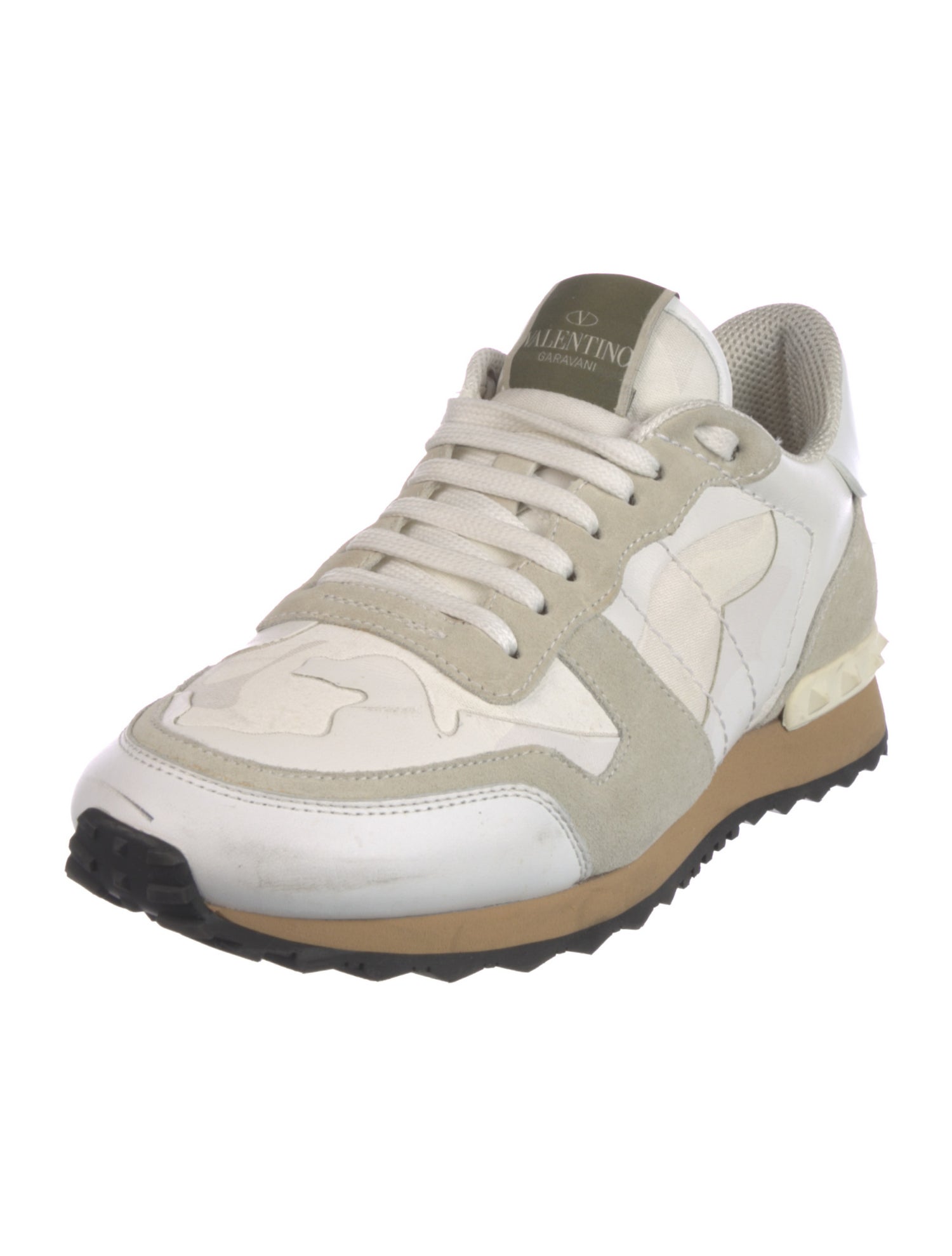 Valentino Rockstud Accents Leather Sneakers