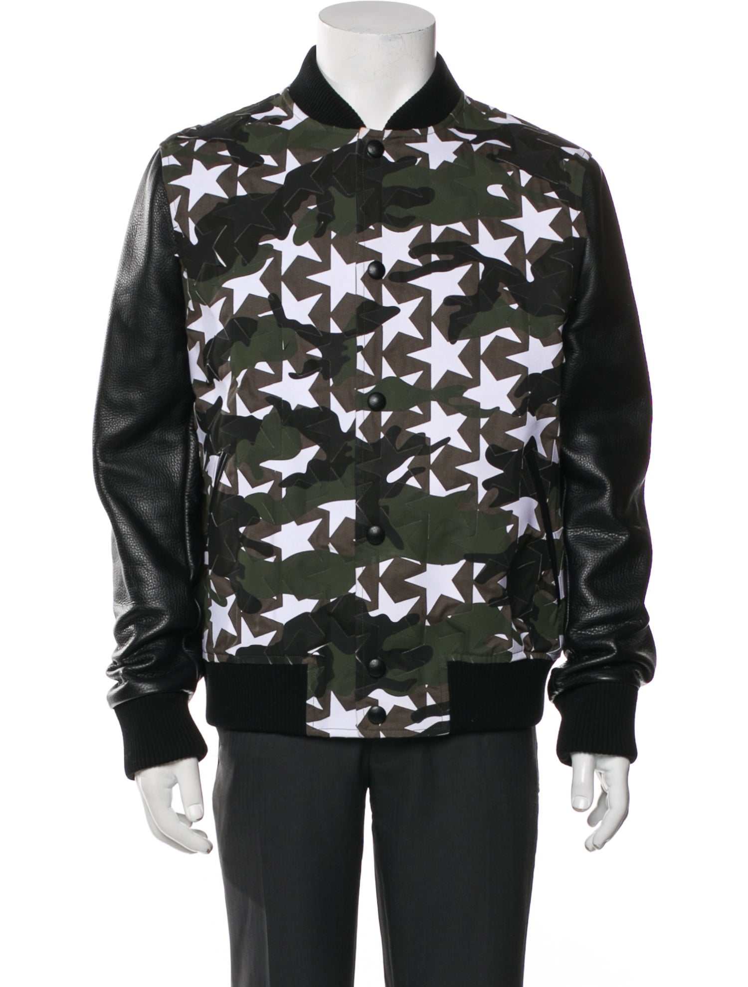 Valentino Calf Leather Printed Trucker Jacket