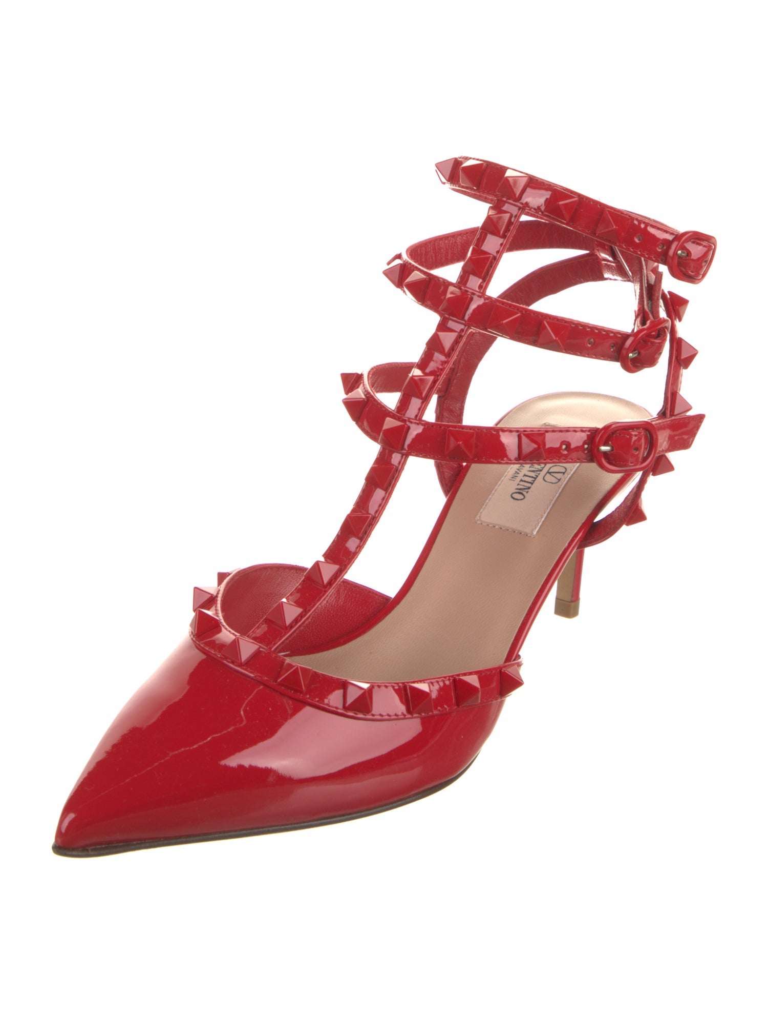 Valentino Rockstud Accents Leather T-Strap Pumps w/ Tags