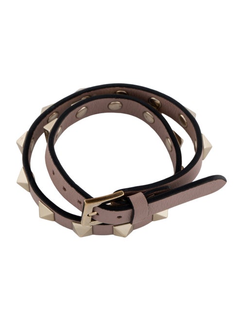 Valentino Rockstud Double Wrap Leather Bracelet