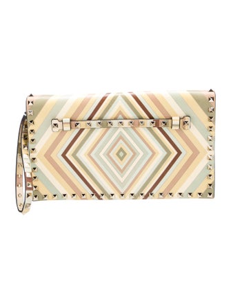 Valentino Rockstud Leather Rockstud Flap Wristlet Clutch Medium