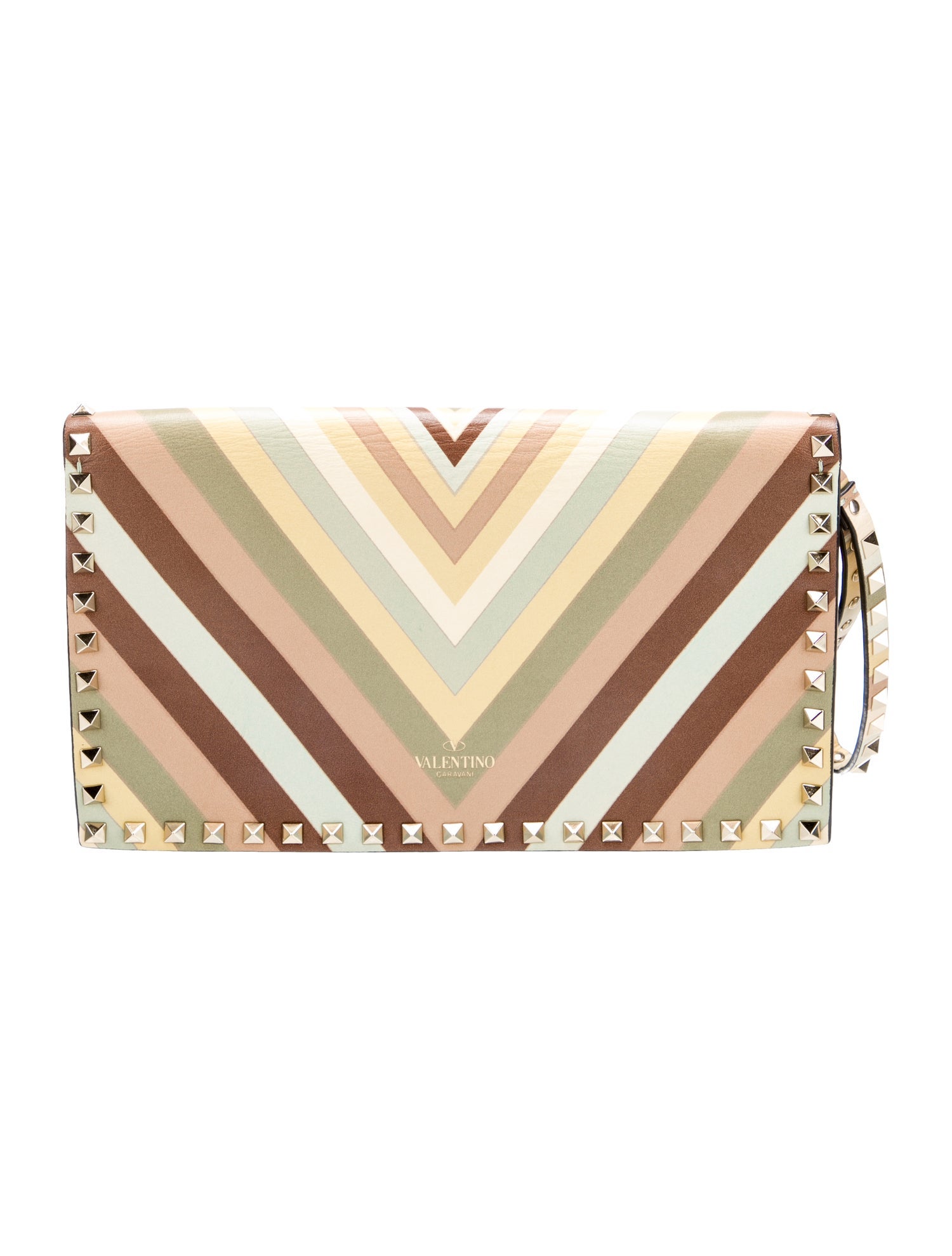 Valentino Rockstud Leather Rockstud Flap Wristlet Clutch Medium