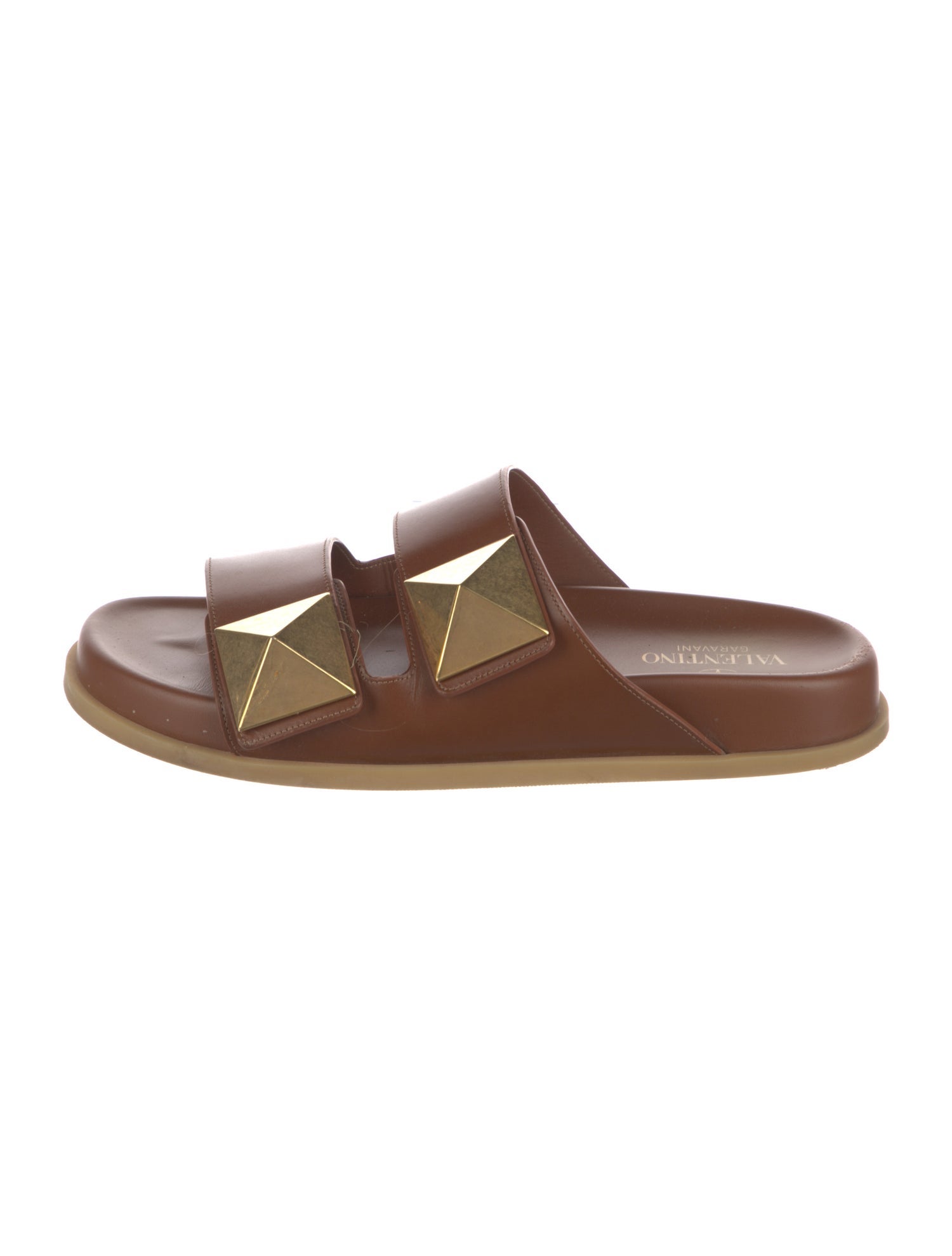 Valentino Rockstud Accents Leather Slides