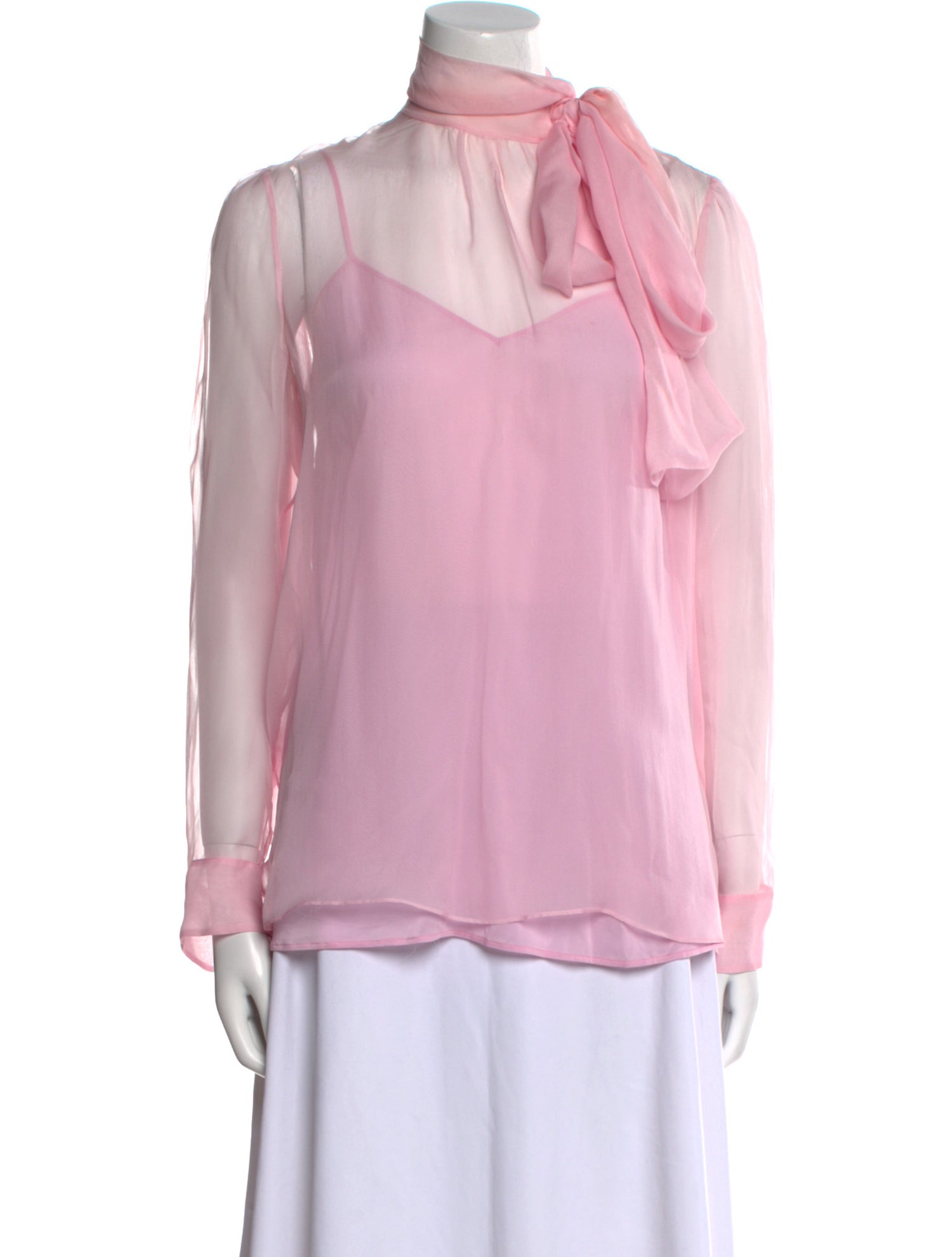 Valentino Mock Neck Long Sleeve Blouse