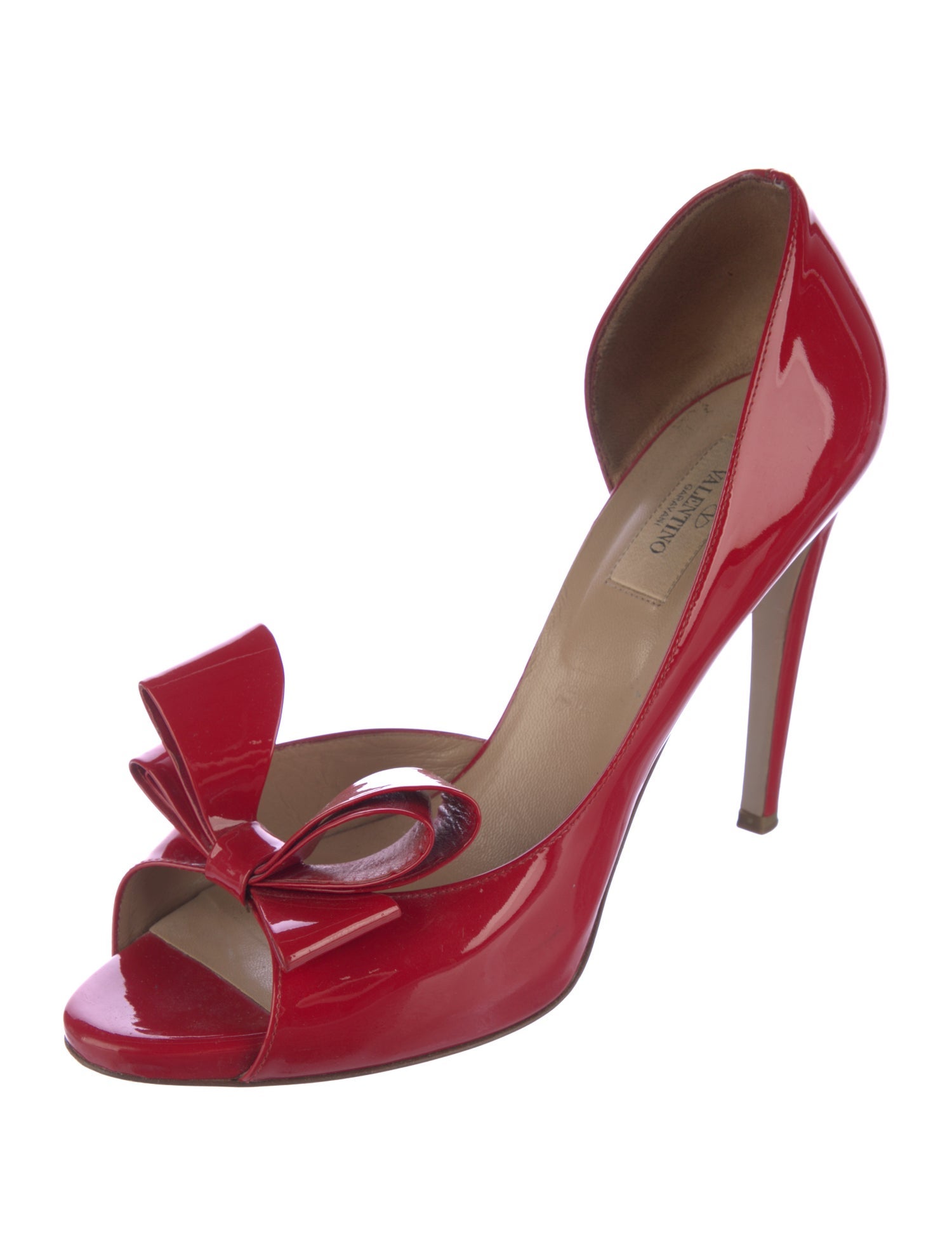 Valentino Patent Leather Bow Accents Sandals
