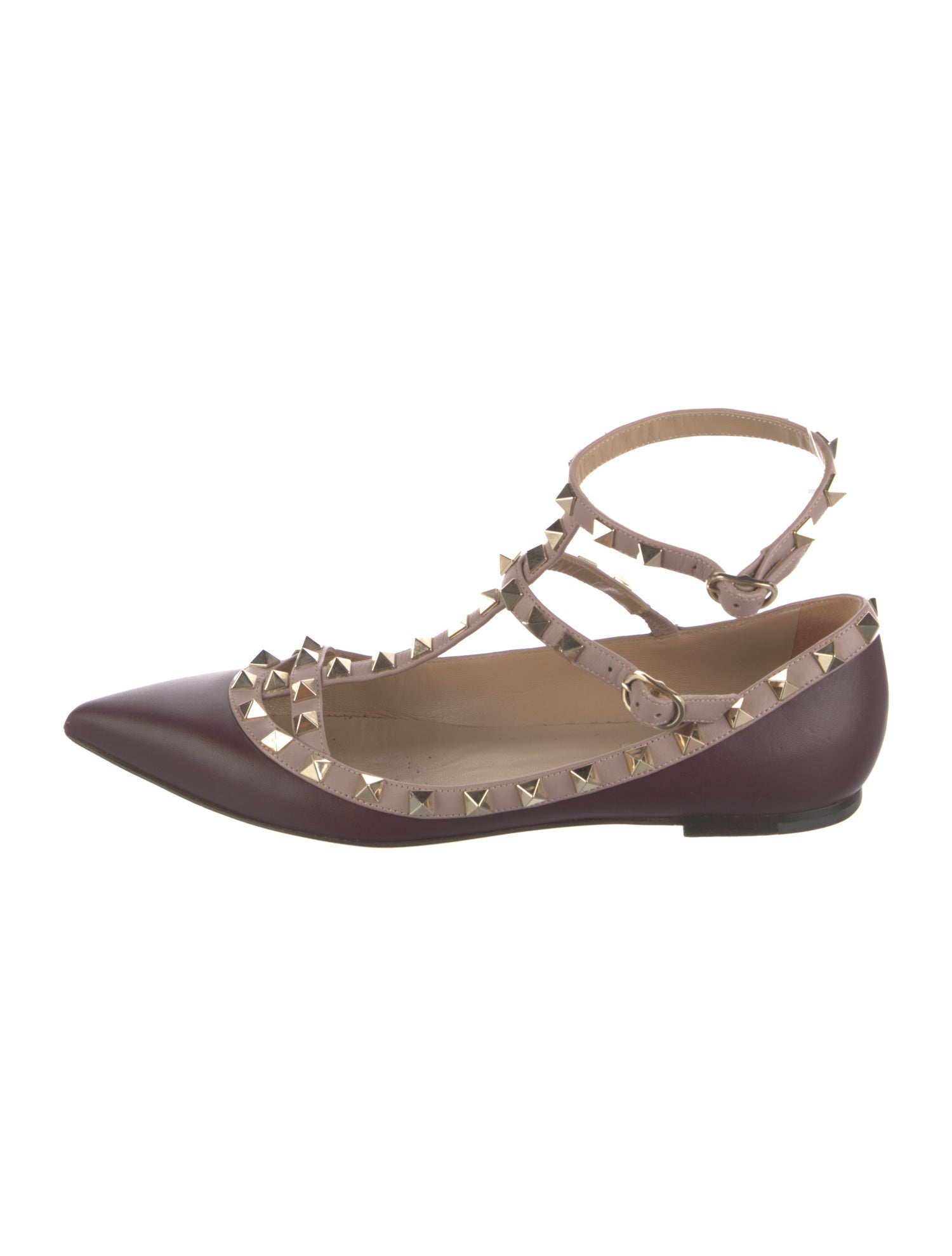 Valentino Rockstud Accents Leather Ballet Flats