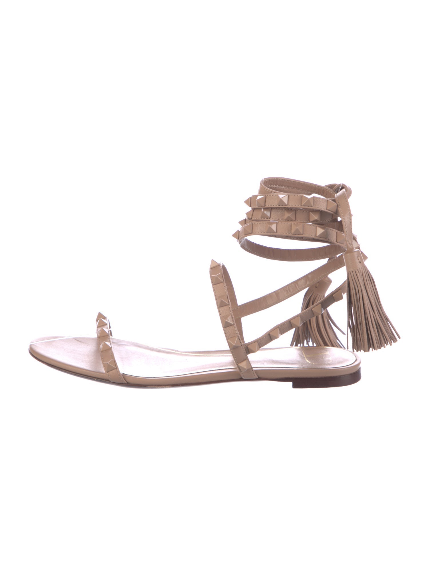 Valentino Rockstud Accents Leather Gladiator Sandals