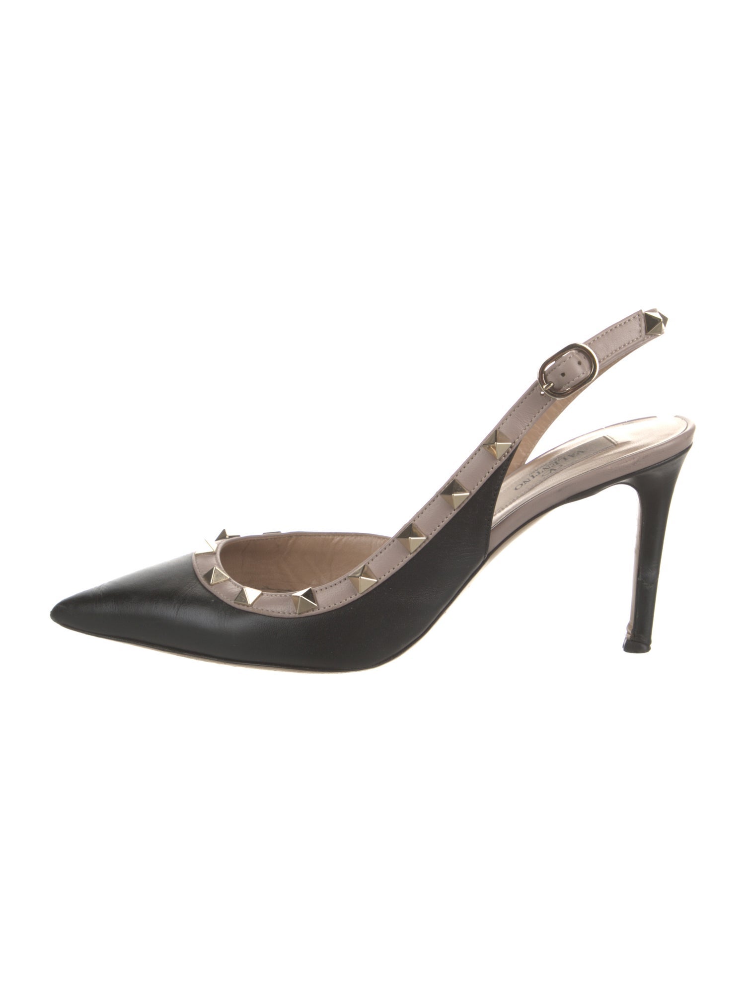 Valentino Rockstud Accents Leather Slingback Pumps