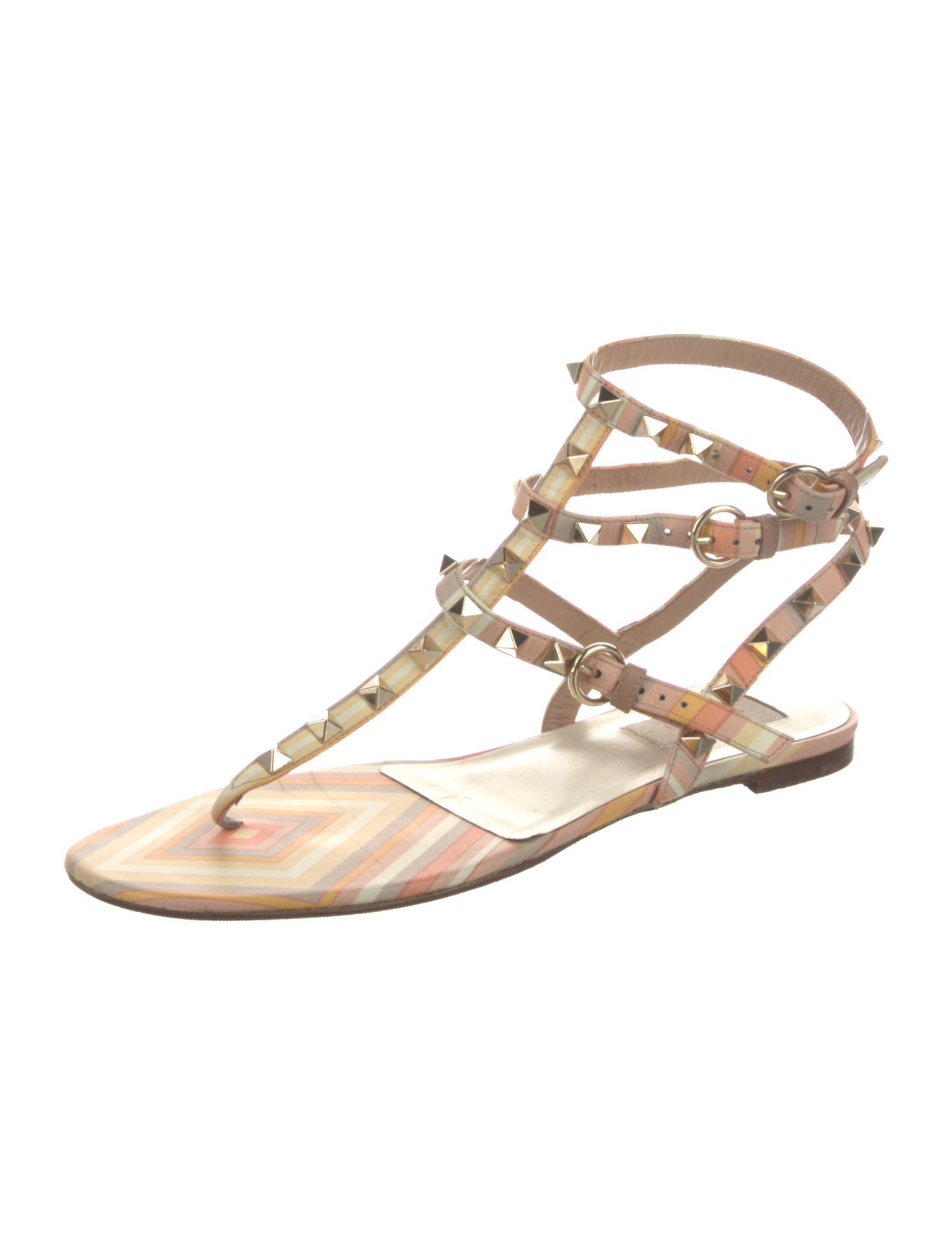 Valentino Rockstud Accents Leather Gladiator Sandals