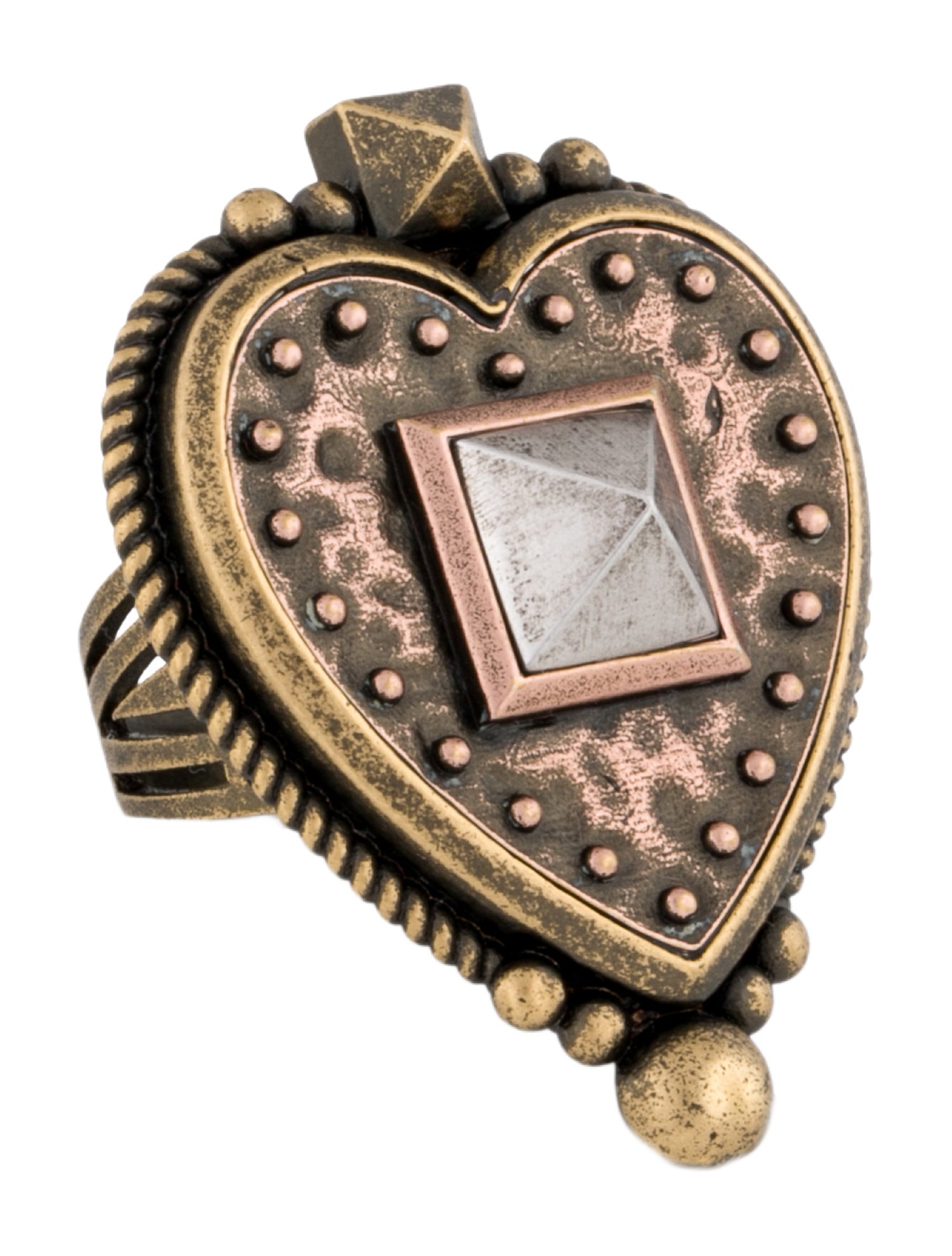 Valentino Antique Heart-Shaped Stud Cocktail Ring