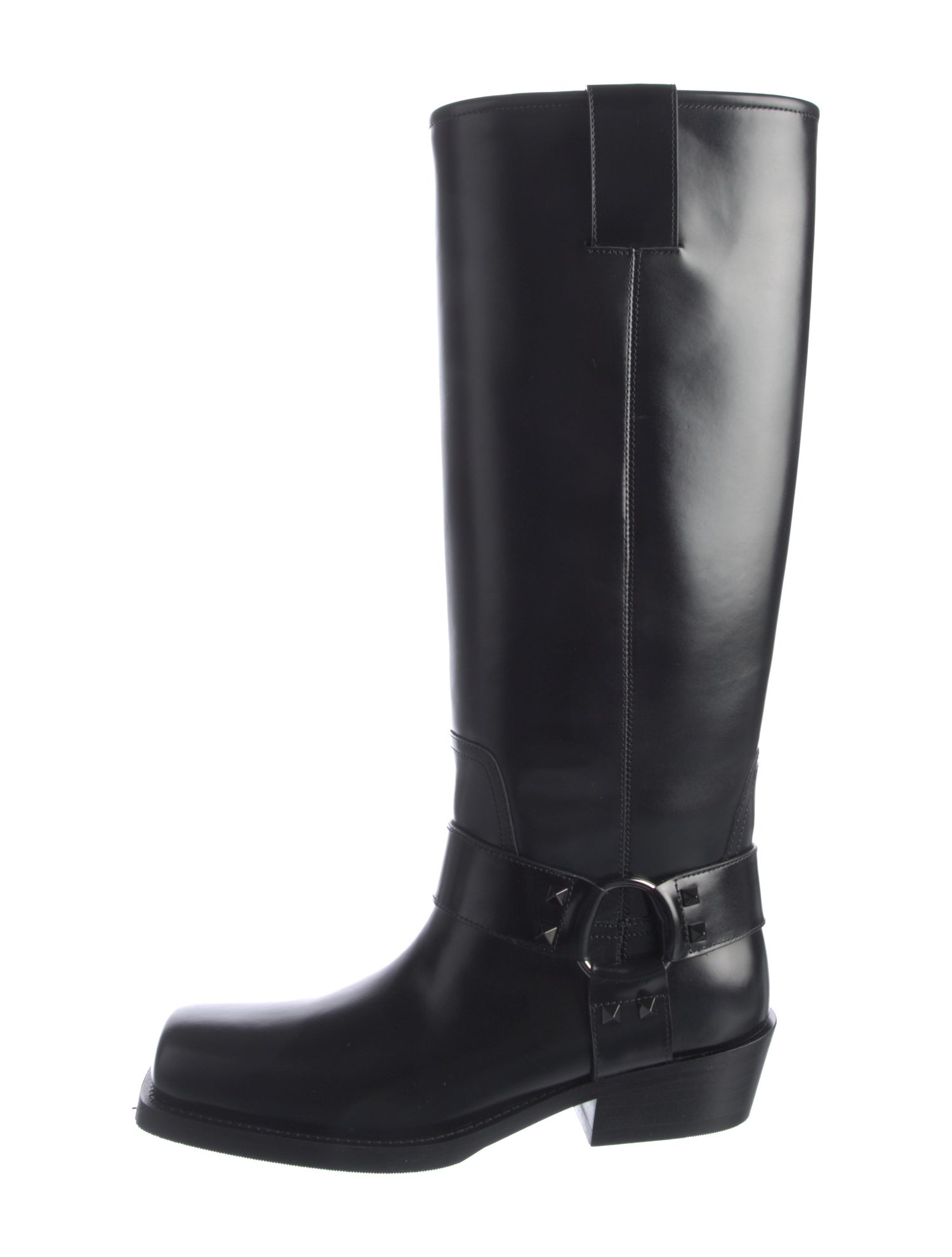Valentino Rockstud Accents Leather Riding Boots