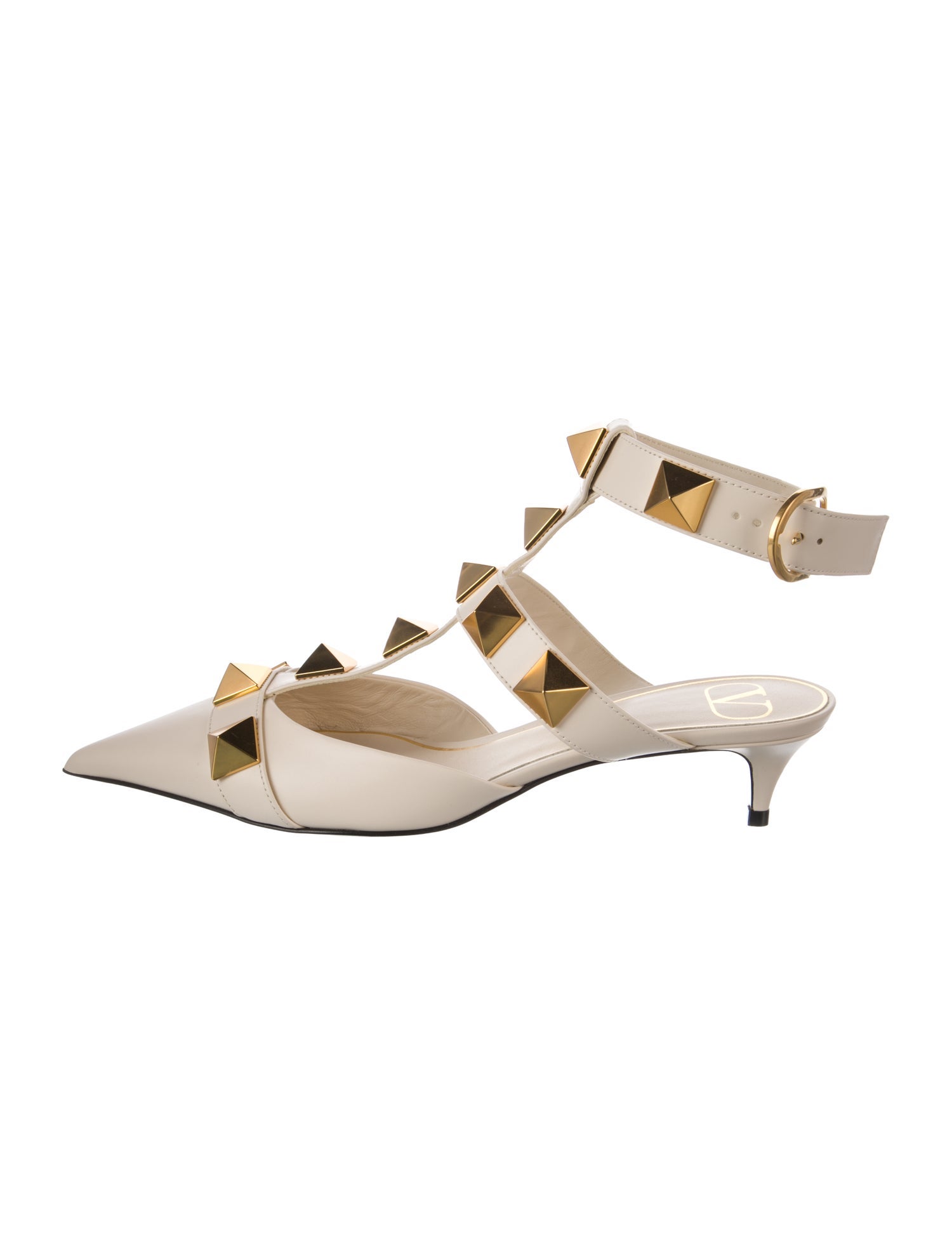 Valentino Rockstud Accents Leather Slingback Flats