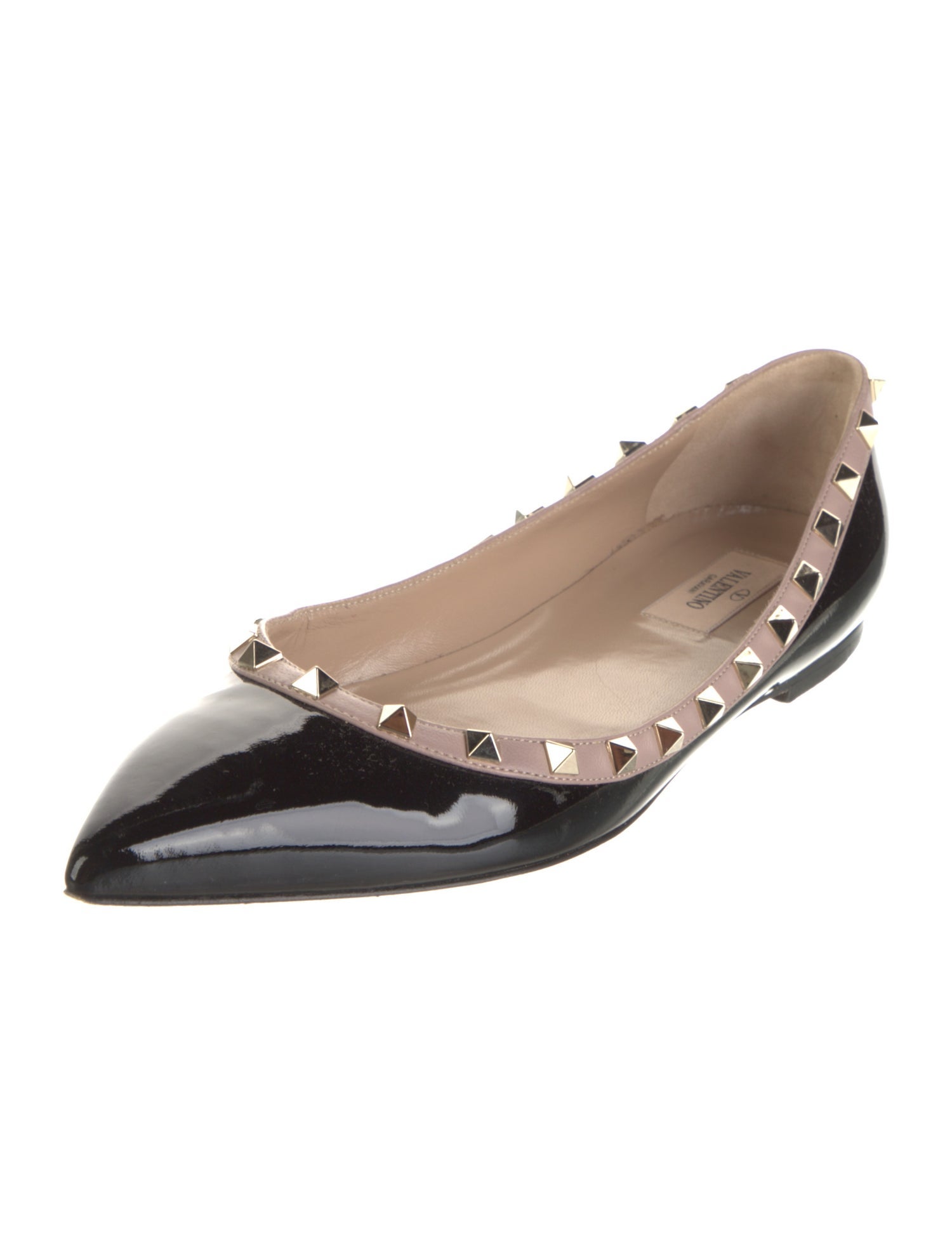 Valentino Rockstud Accents Patent Leather Ballet Flats