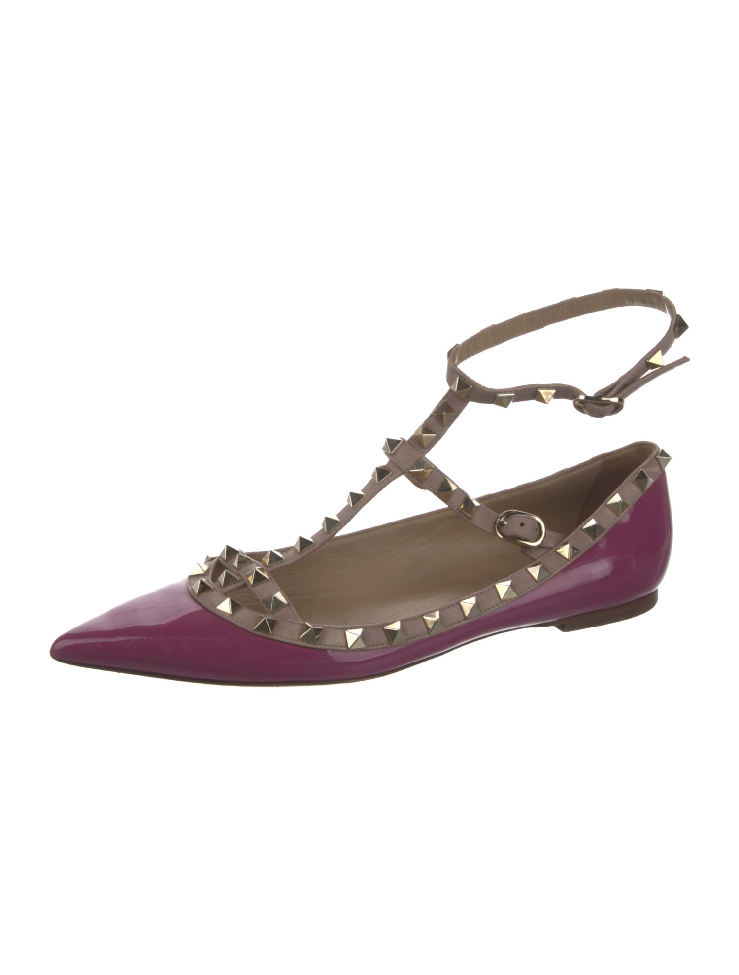 Valentino Rockstud Accents Patent Leather Ballet Flats