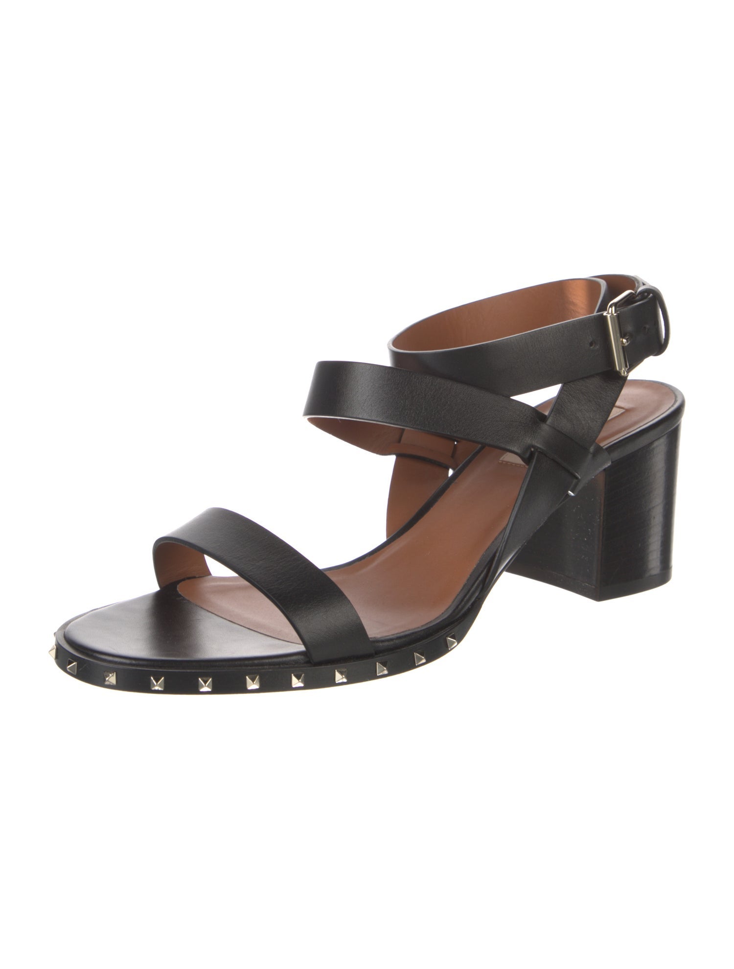 Valentino Rockstud Accents Leather Slingback Sandals