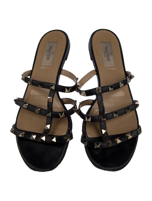 Valentino Rockstud Accents Leather Slides