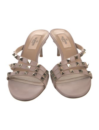Valentino Rockstud Accents Leather Slides