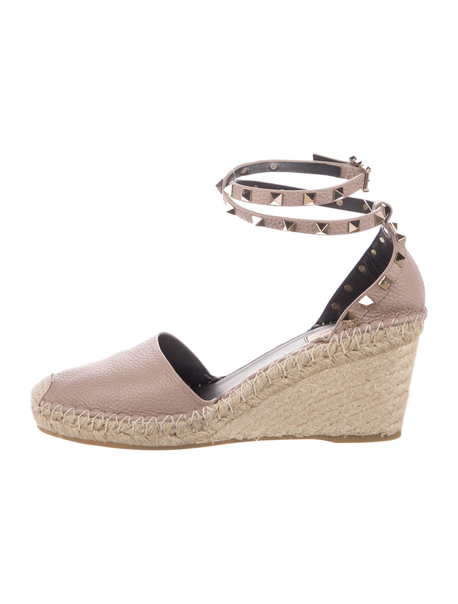 Valentino Rockstud Accents Leather Espadrilles