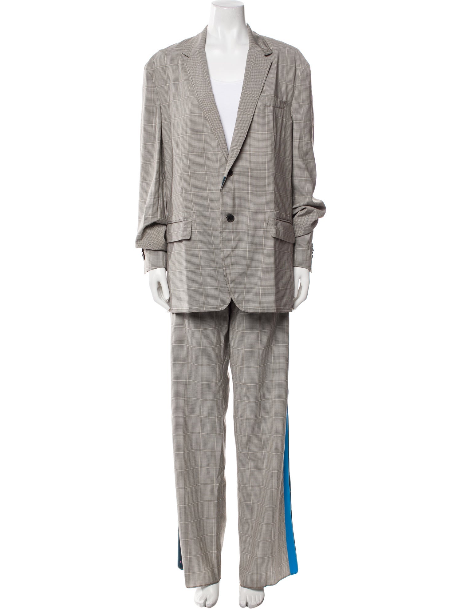 Valentino Wool Plaid Print Pantsuit