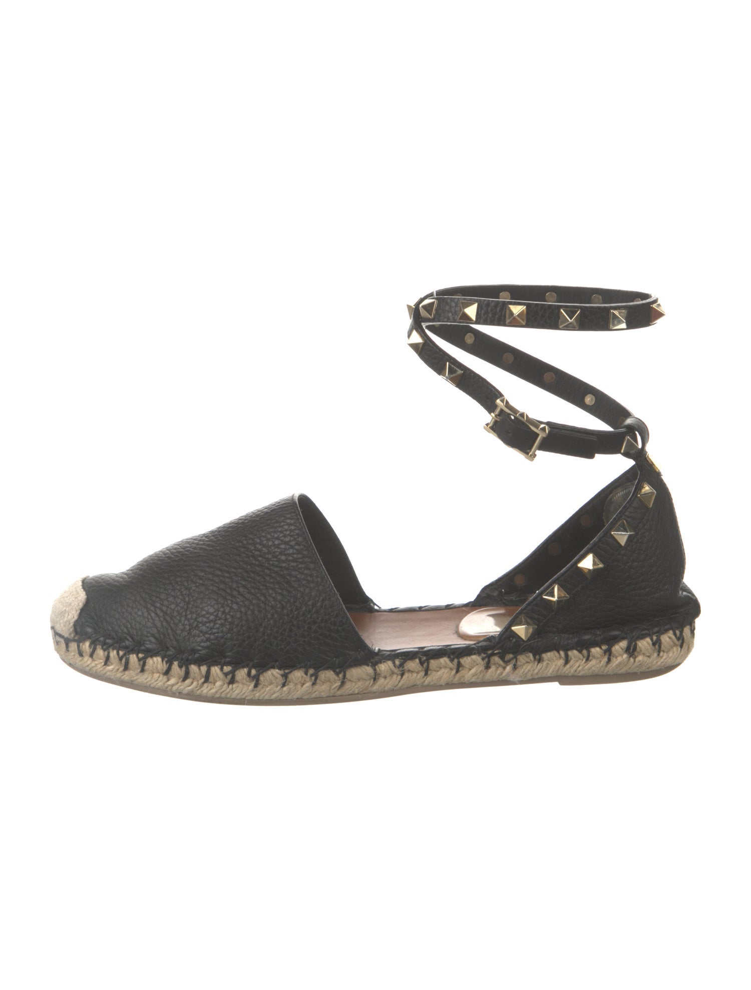 Valentino Rockstud Accents Leather Espadrilles