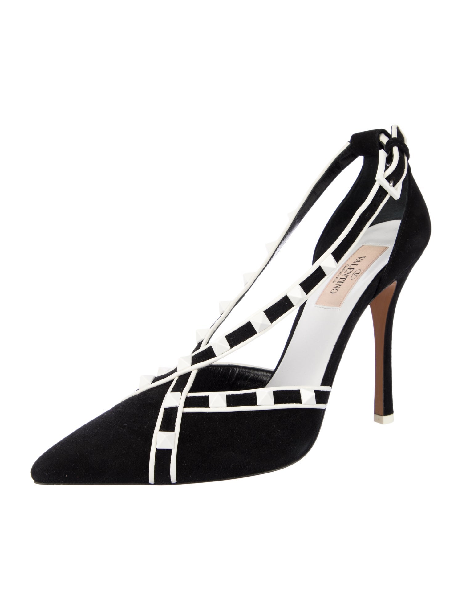Valentino Rockstud Accents Leather T-Strap Pumps
