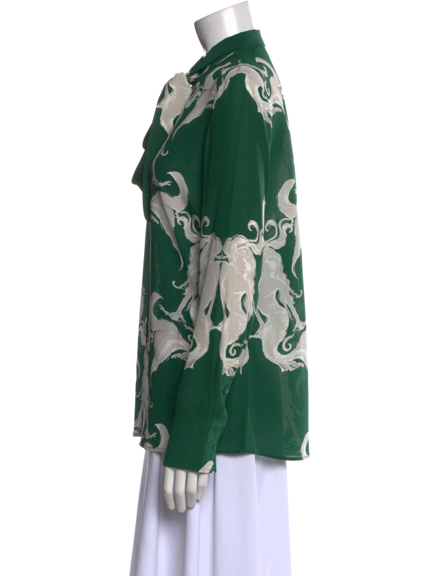 Valentino Silk Floral Print Button-Up Top