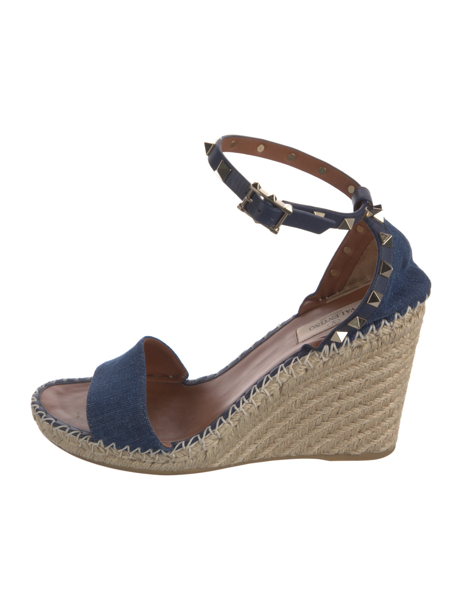 Valentino Rockstud Accents Leather Espadrilles