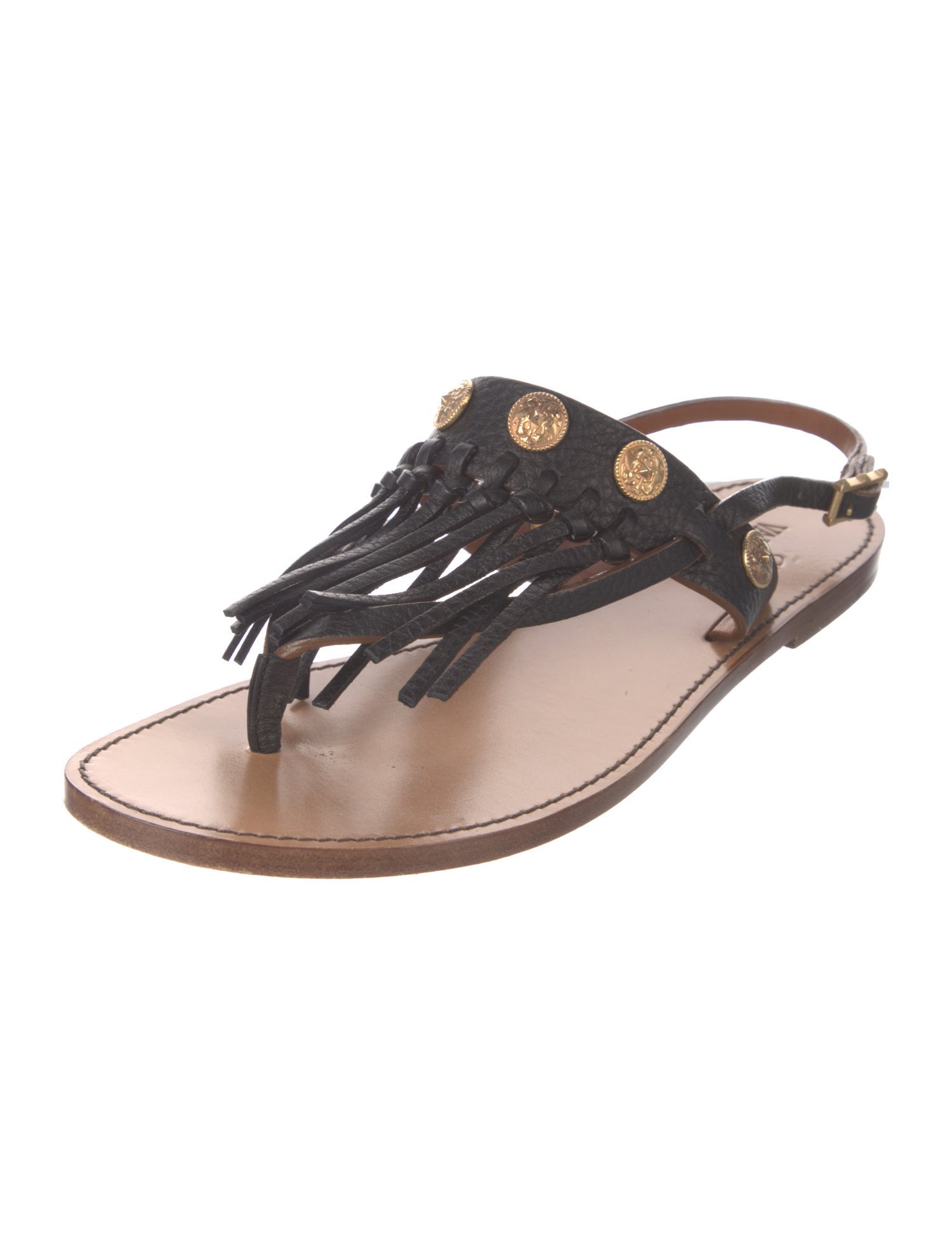 Valentino Rockstud Accents Leather Slingback Sandals
