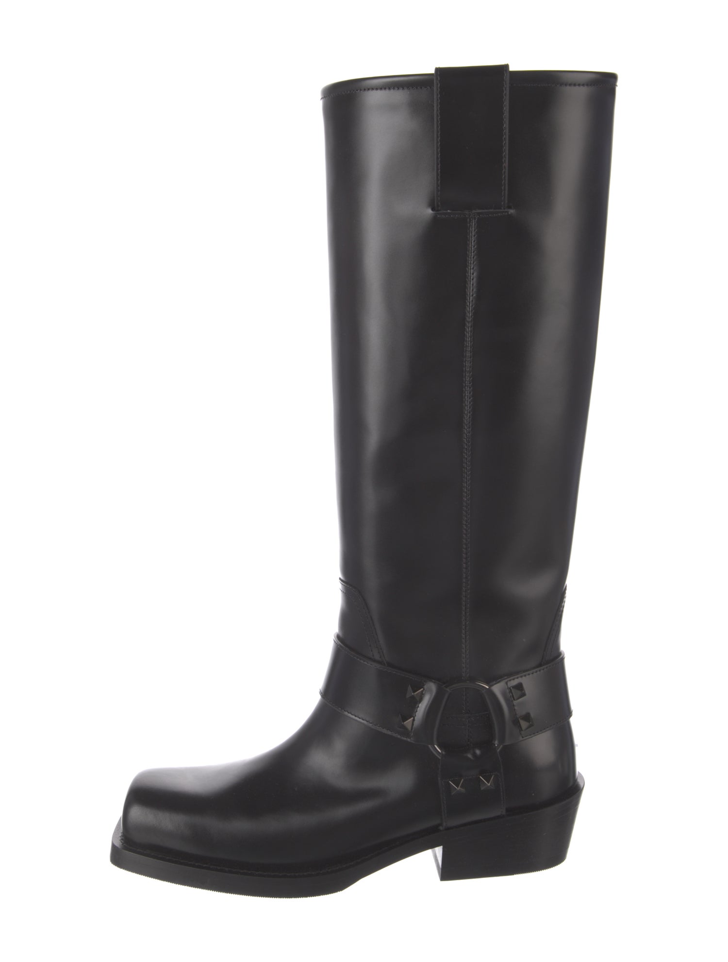 Valentino Rockstud Accents Leather Riding Boots