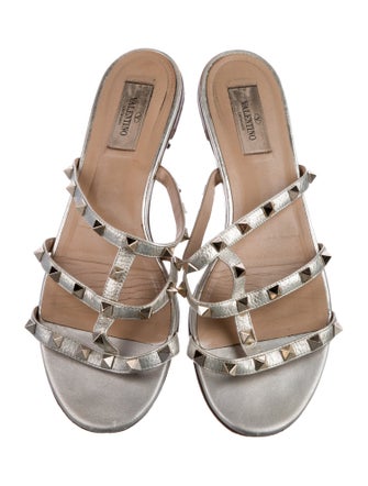 Valentino Rockstud Accents Leather Slides